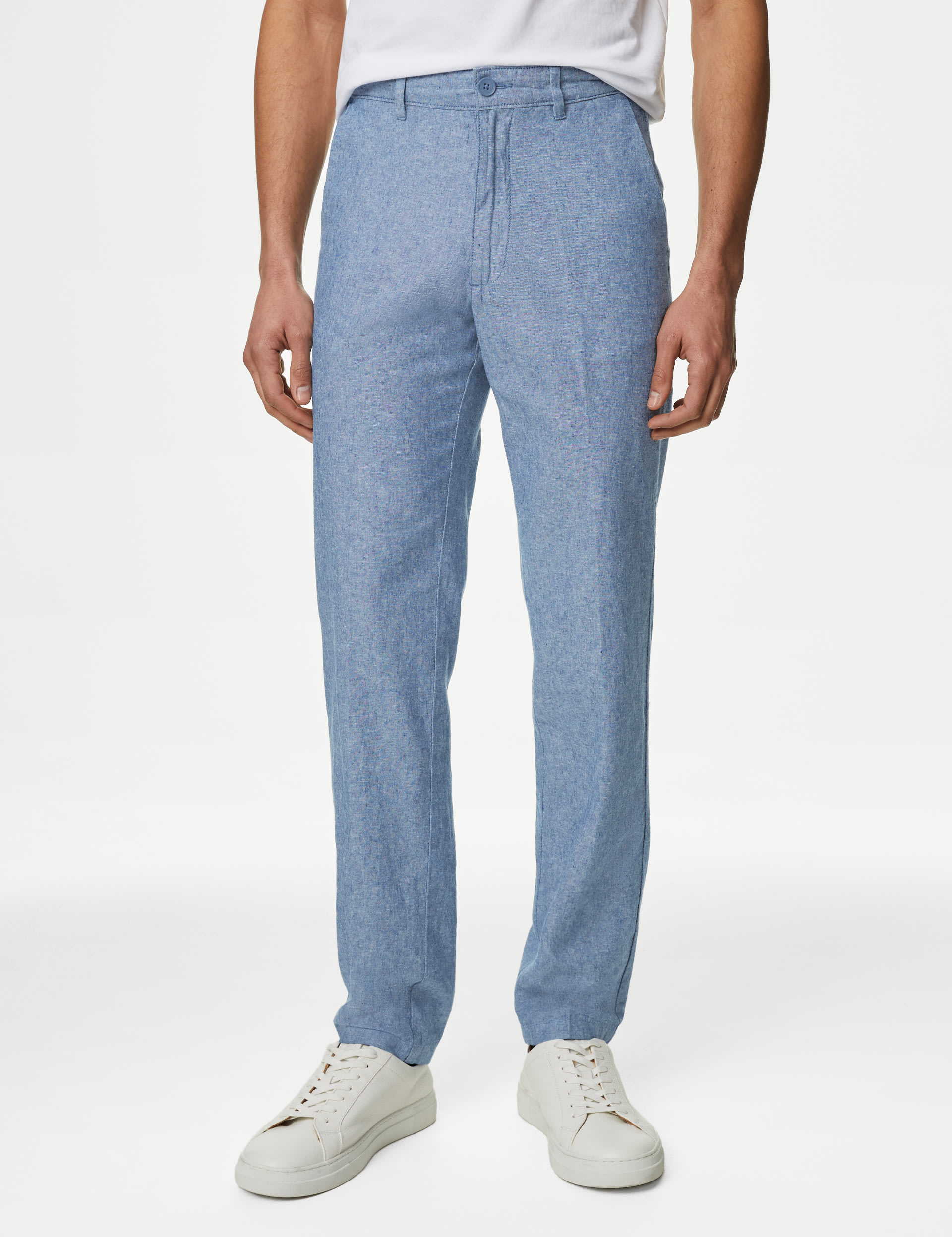 Regular Fit Linen Blend Chambray Stretch Chinos 1 of 7