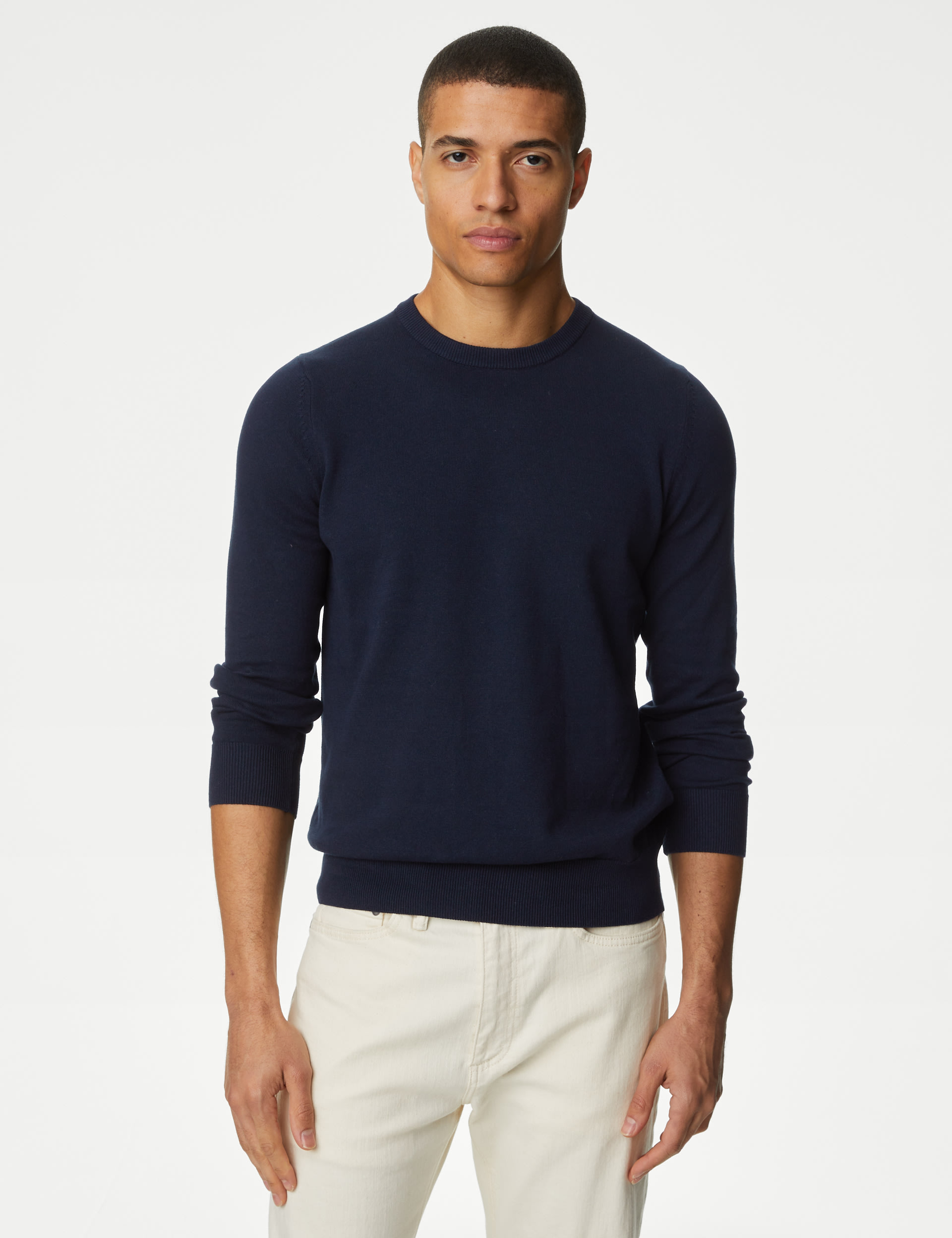 Pure Cotton Crew Neck Jumper 4 of 5