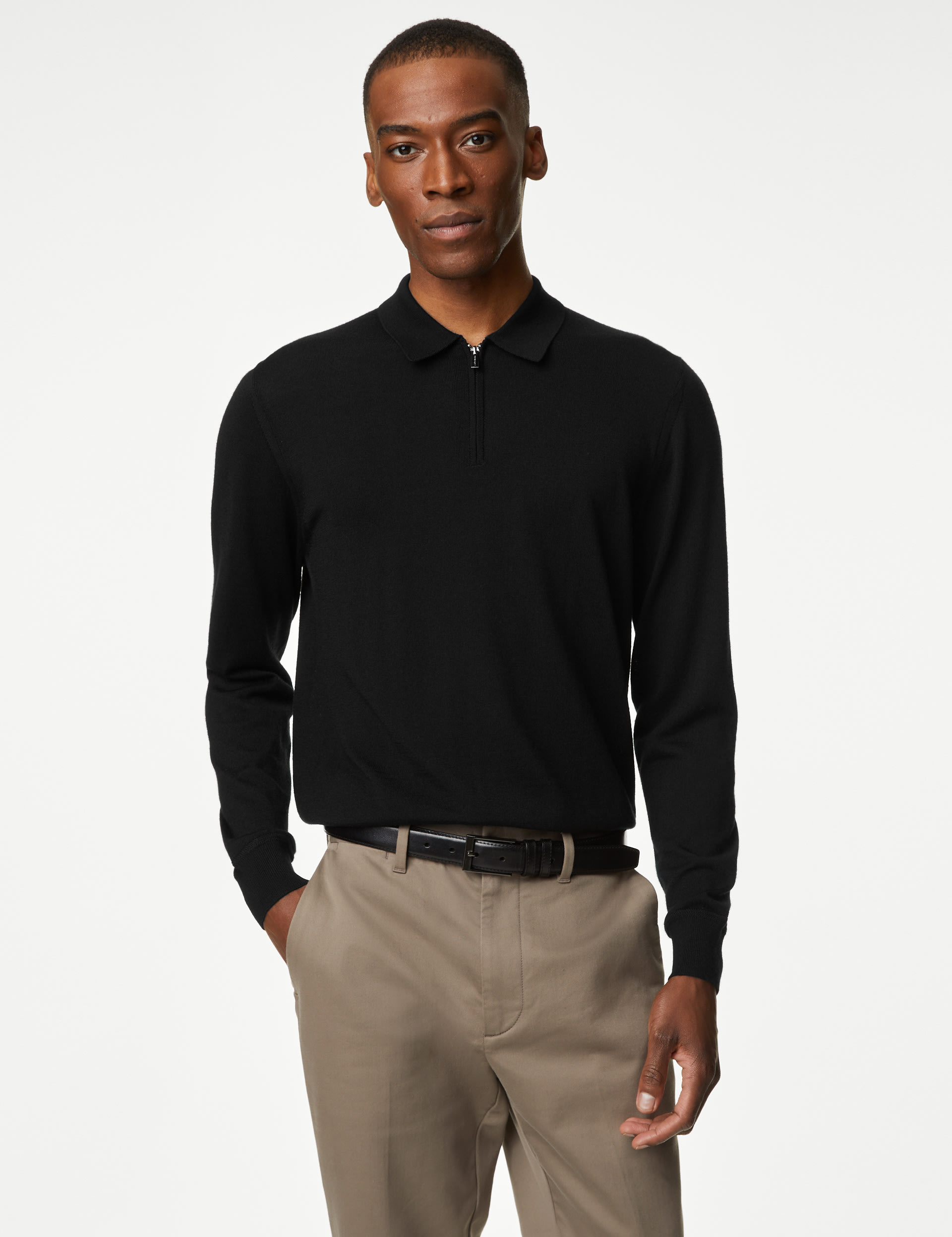 Pure Extra Fine Merino Wool Knitted Polo 1 of 5