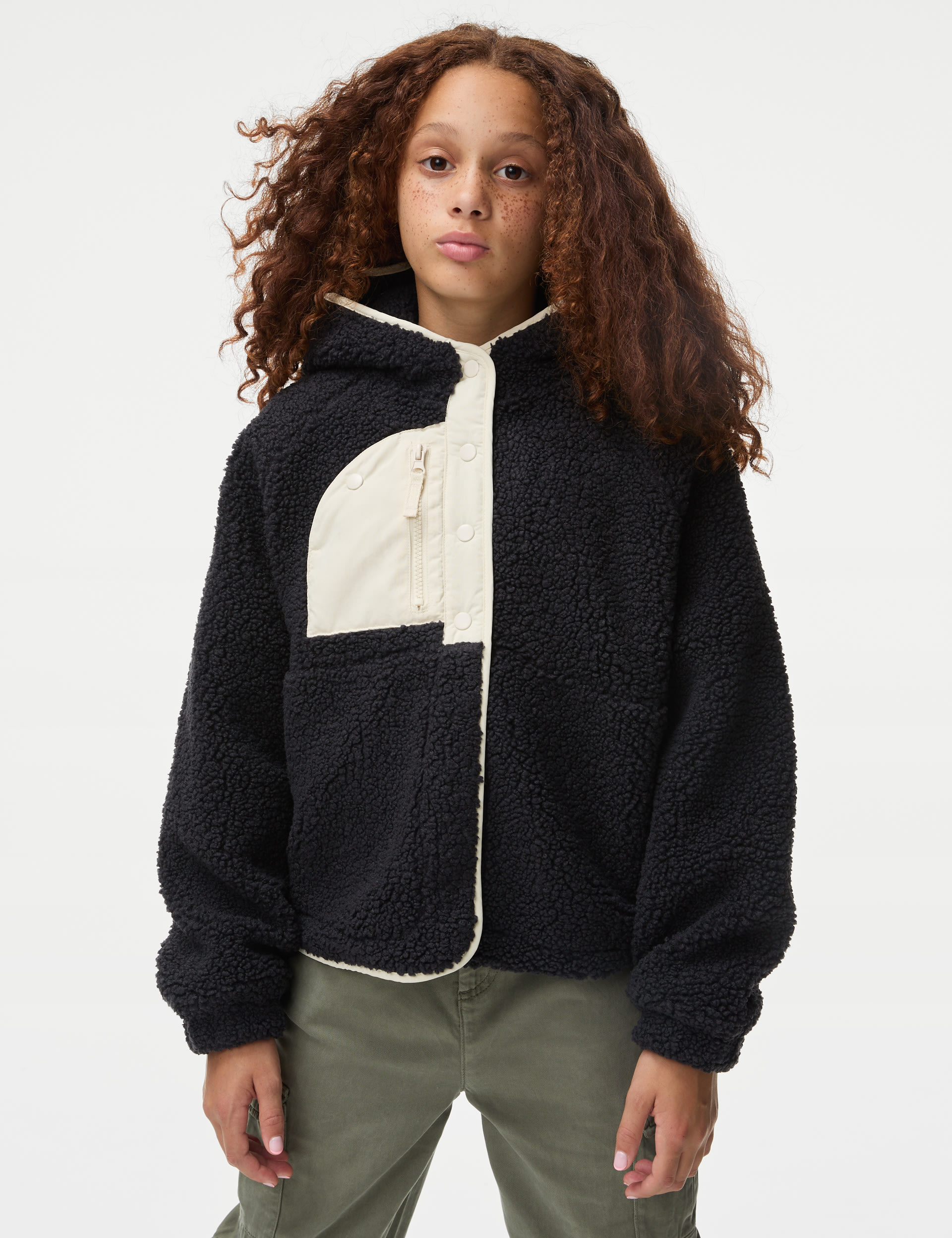 Borg Fleece Hooded Jacket (6-16 Yrs) 1 of 8