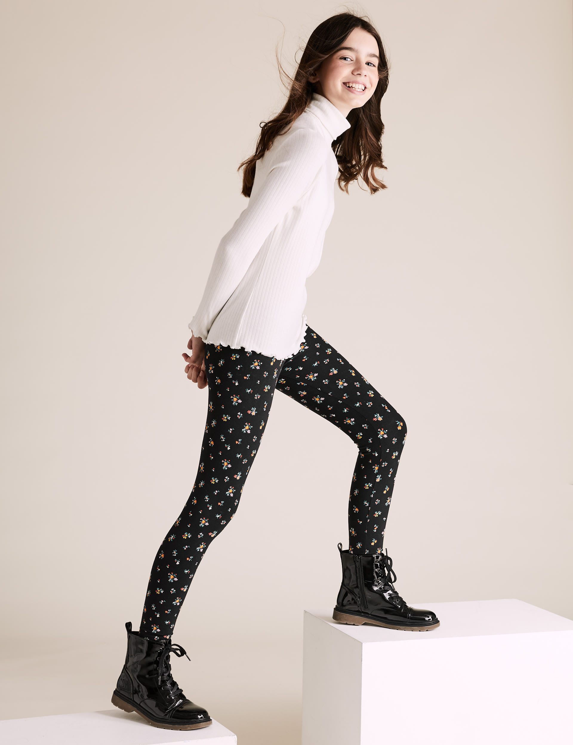 Floral cotton leggings sales