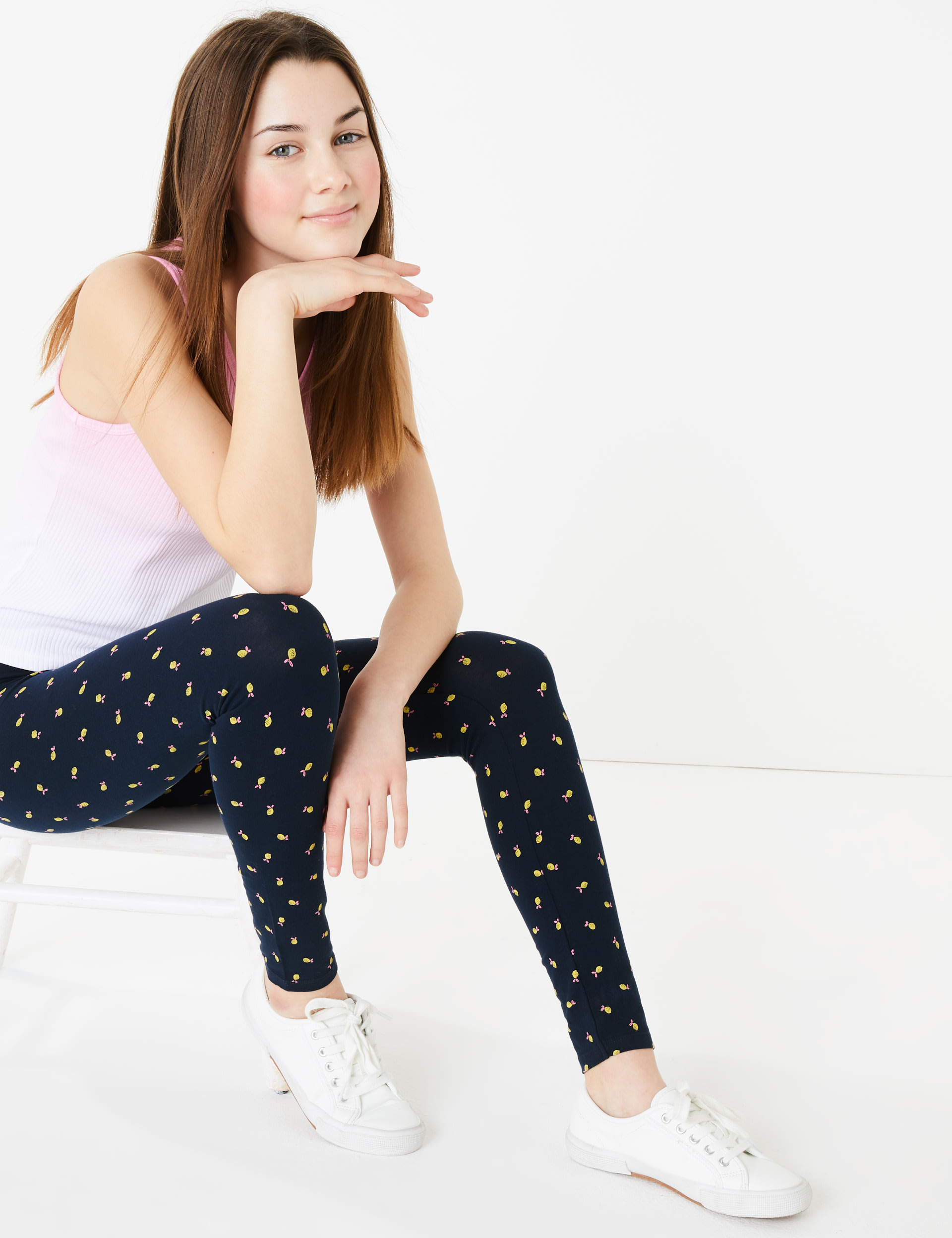 Lemon Print Leggings 6 16 Yrs M S