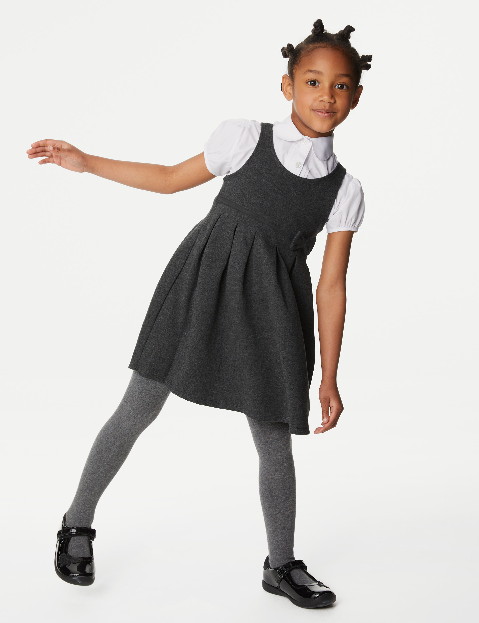 Girls' Jersey Bow School Pinafore (2-12 Yrs) 1 of 6