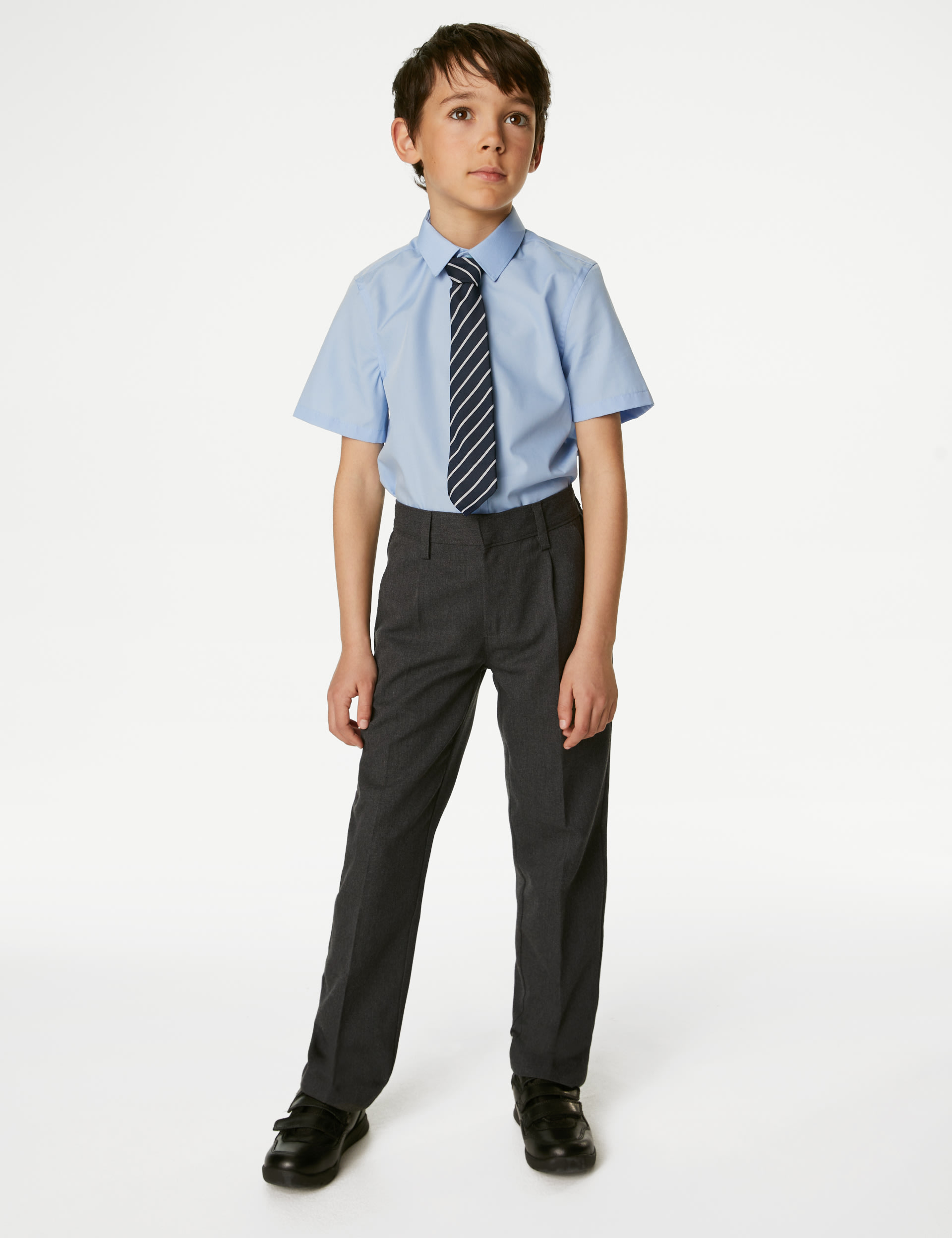 Boys' Regular Leg Slim Waist School Trousers (2-18 Yrs) 1 of 4