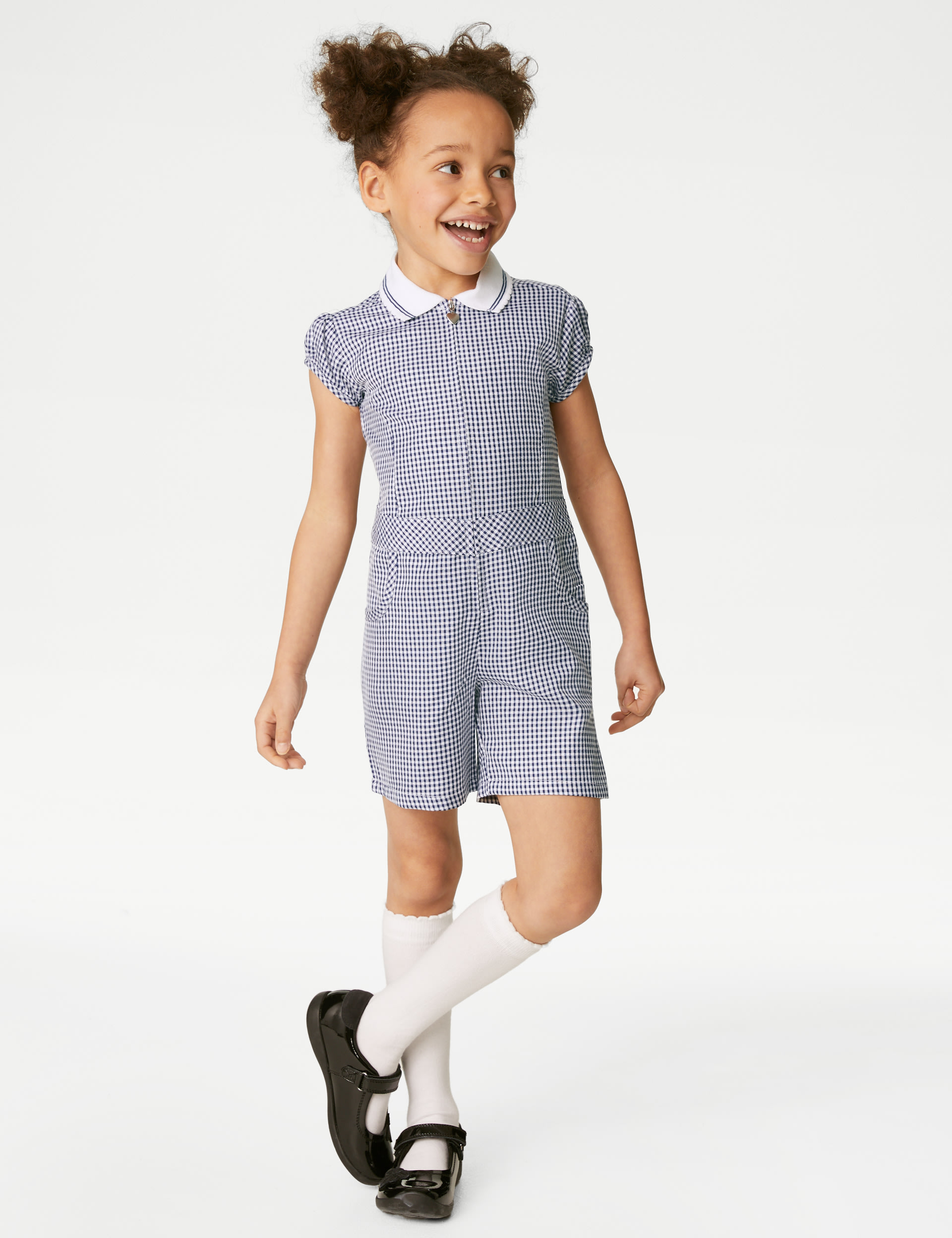 Girls' Gingham School Playsuit (2-14 Yrs) 1 of 6