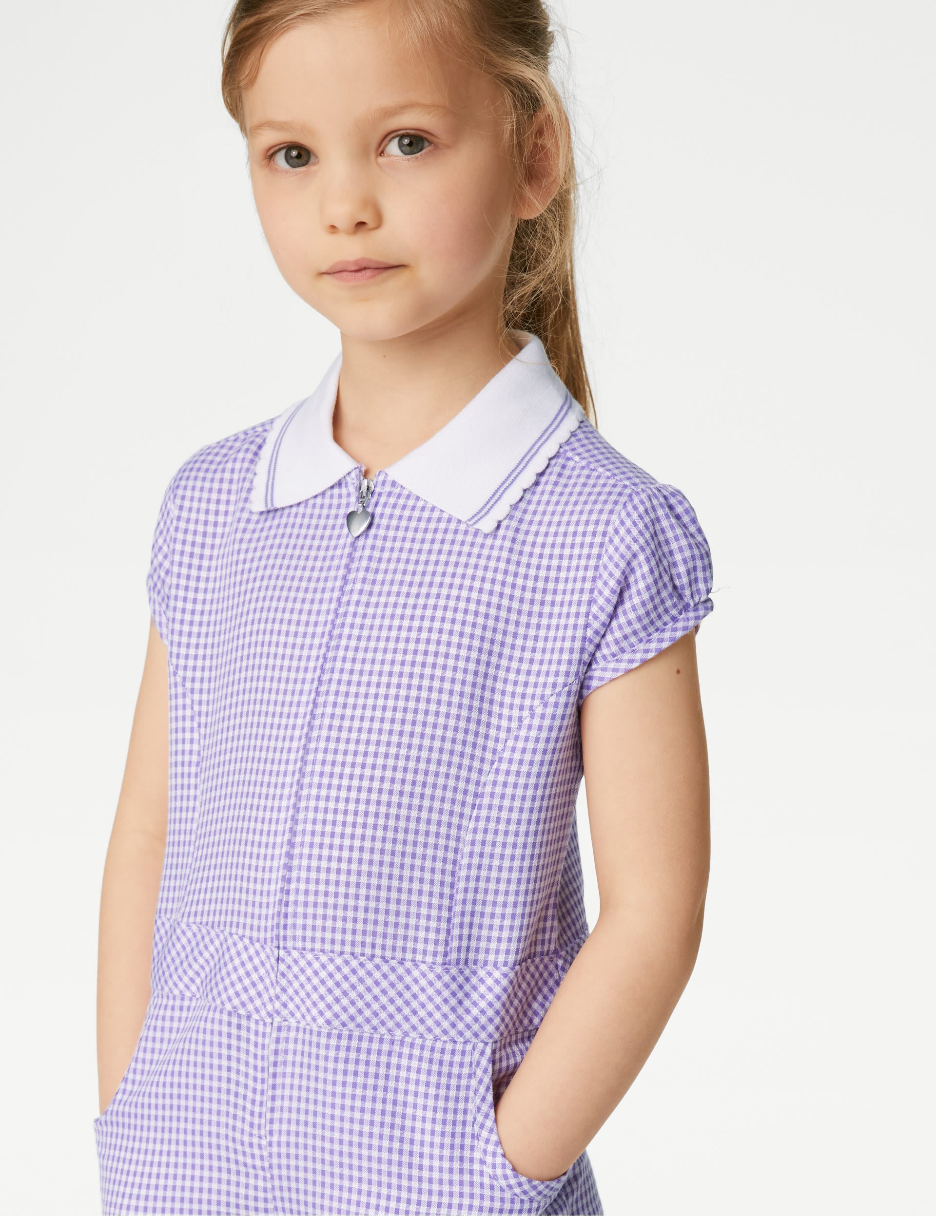 Girls' Gingham School Playsuit (2-14 Yrs) 3 of 5