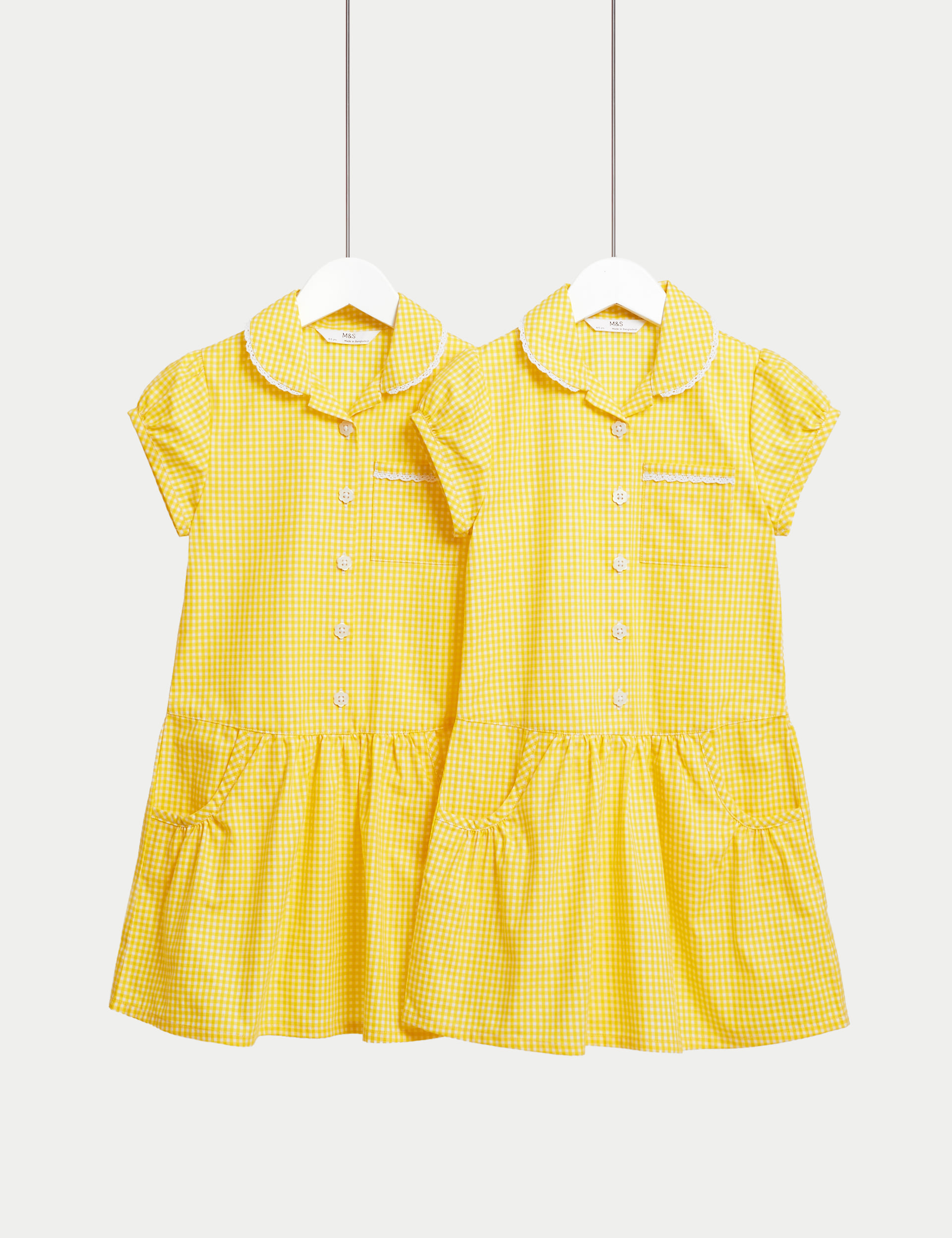 2pk Girls' Cotton Rich Gingham School Dresses (2-14 Yrs) 1 of 5