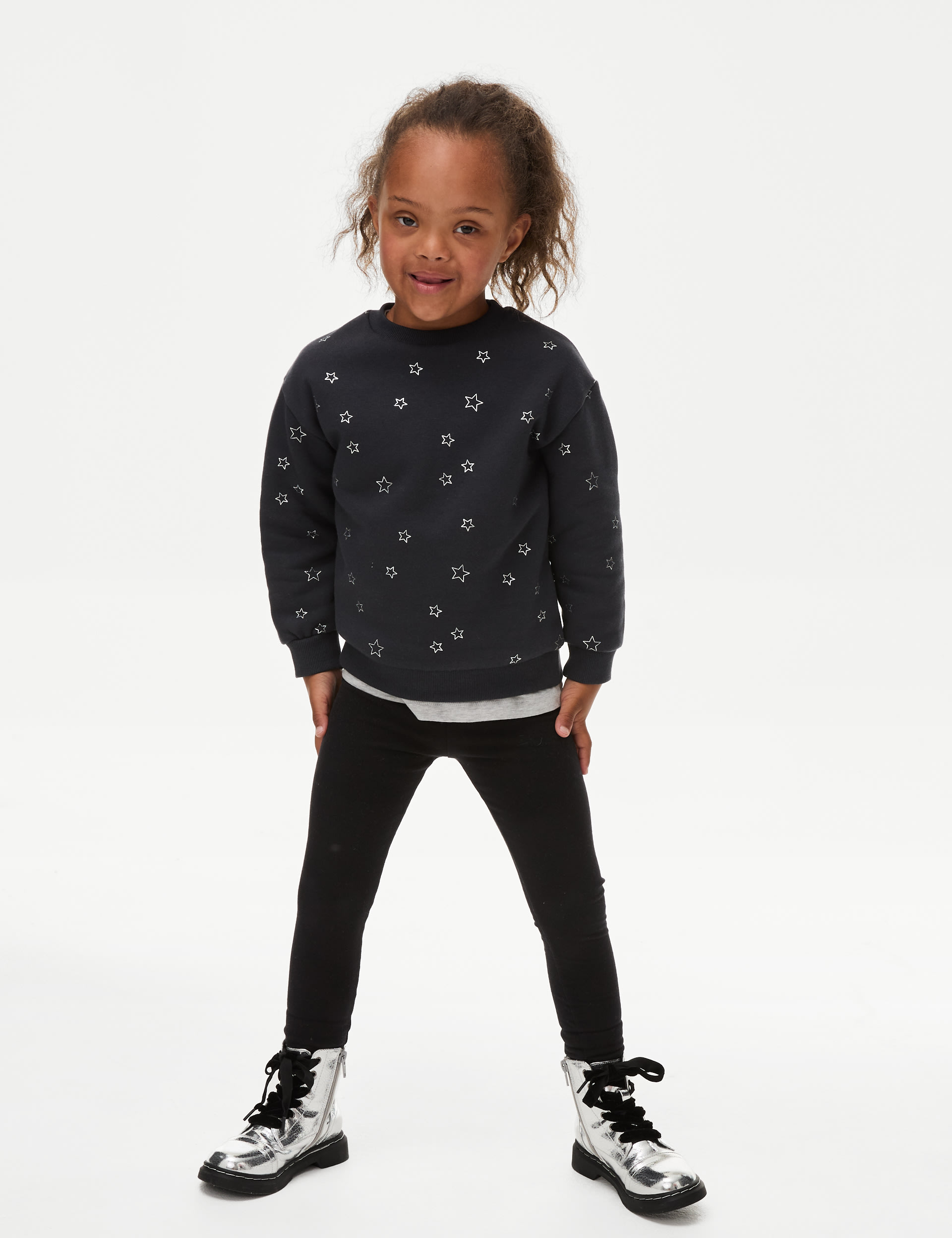 Cotton Rich Foil Star Sweatshirt (2-8 Yrs) 1 of 6