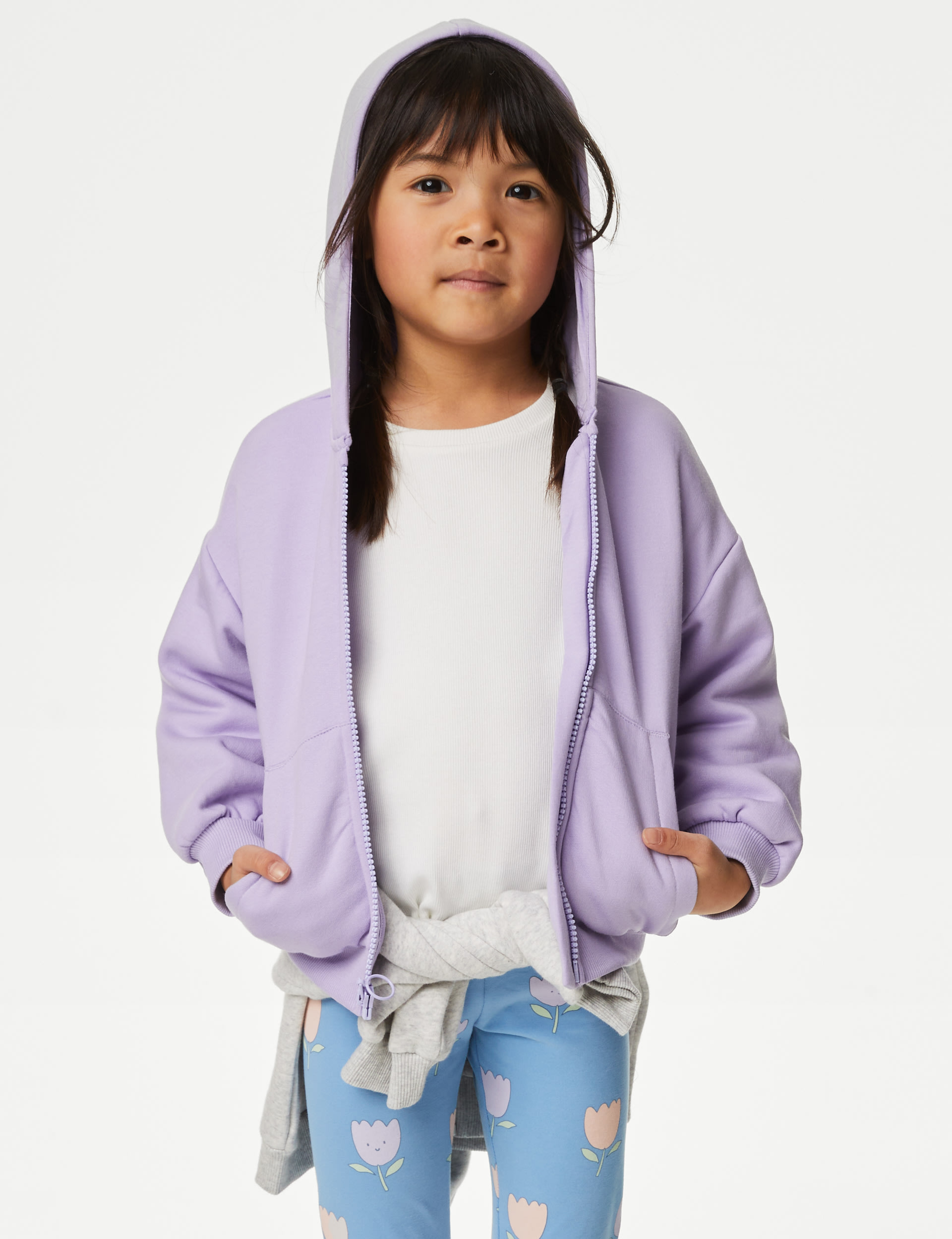 Cotton Rich Plain Hoodie (2-8 Yrs) 1 of 4