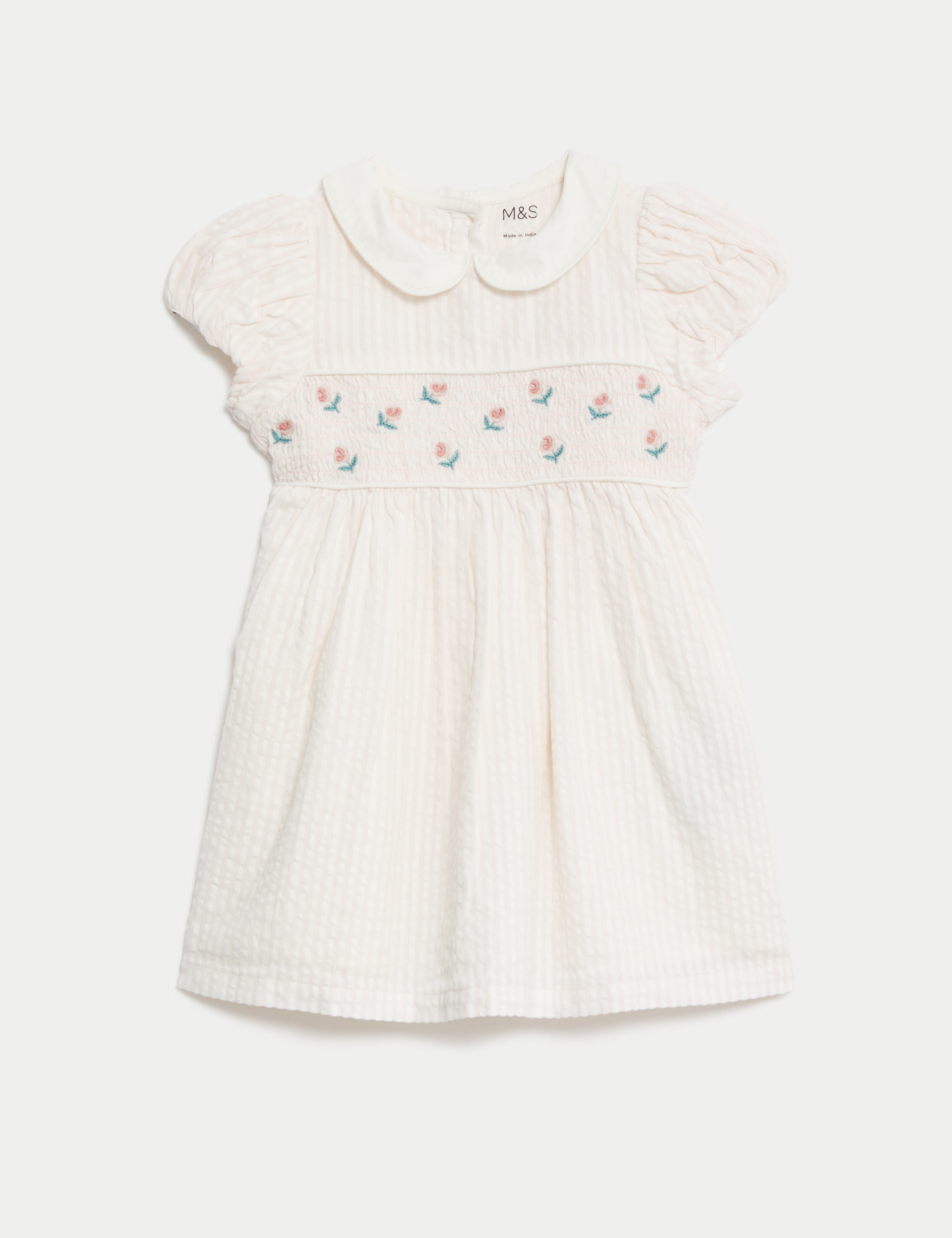 Pure Cotton Striped Floral Dress (0-3 Yrs) 2 of 5