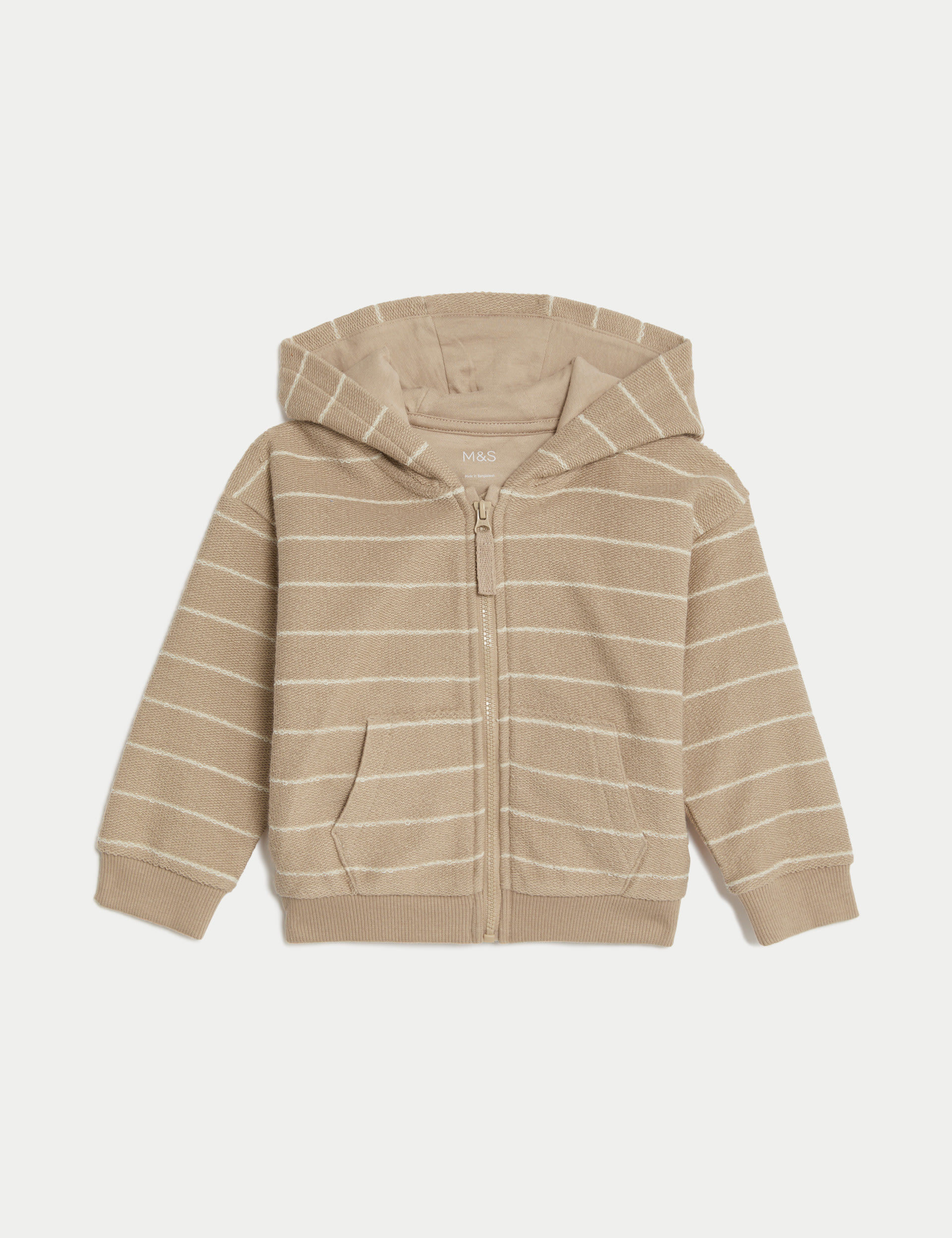 Cotton Rich Striped Zip Hoodie (0-3 Yrs) 1 of 3