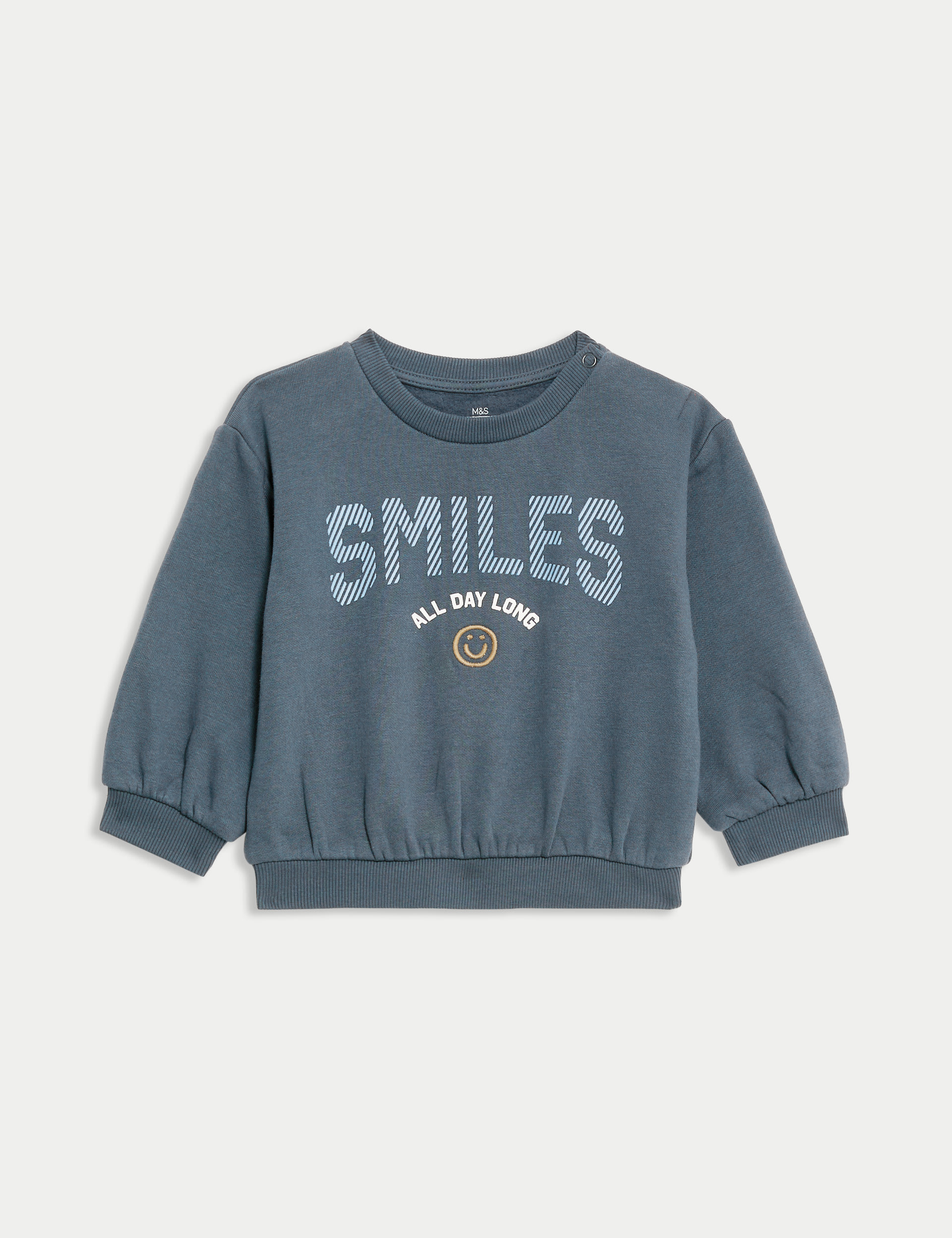 Cotton Rich Smiles Slogan Sweatshirt (0-3 Yrs) 1 of 3