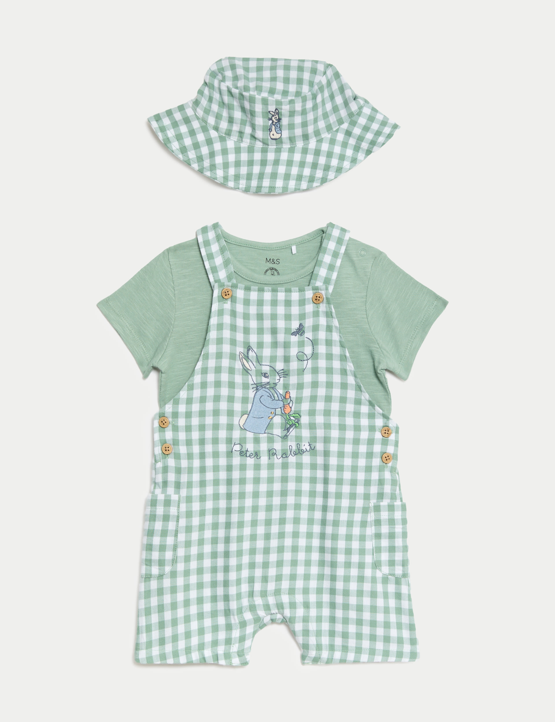3pc Pure Cotton Peter Rabbit™ Gingham Outfit (0-3 Yrs) 2 of 9