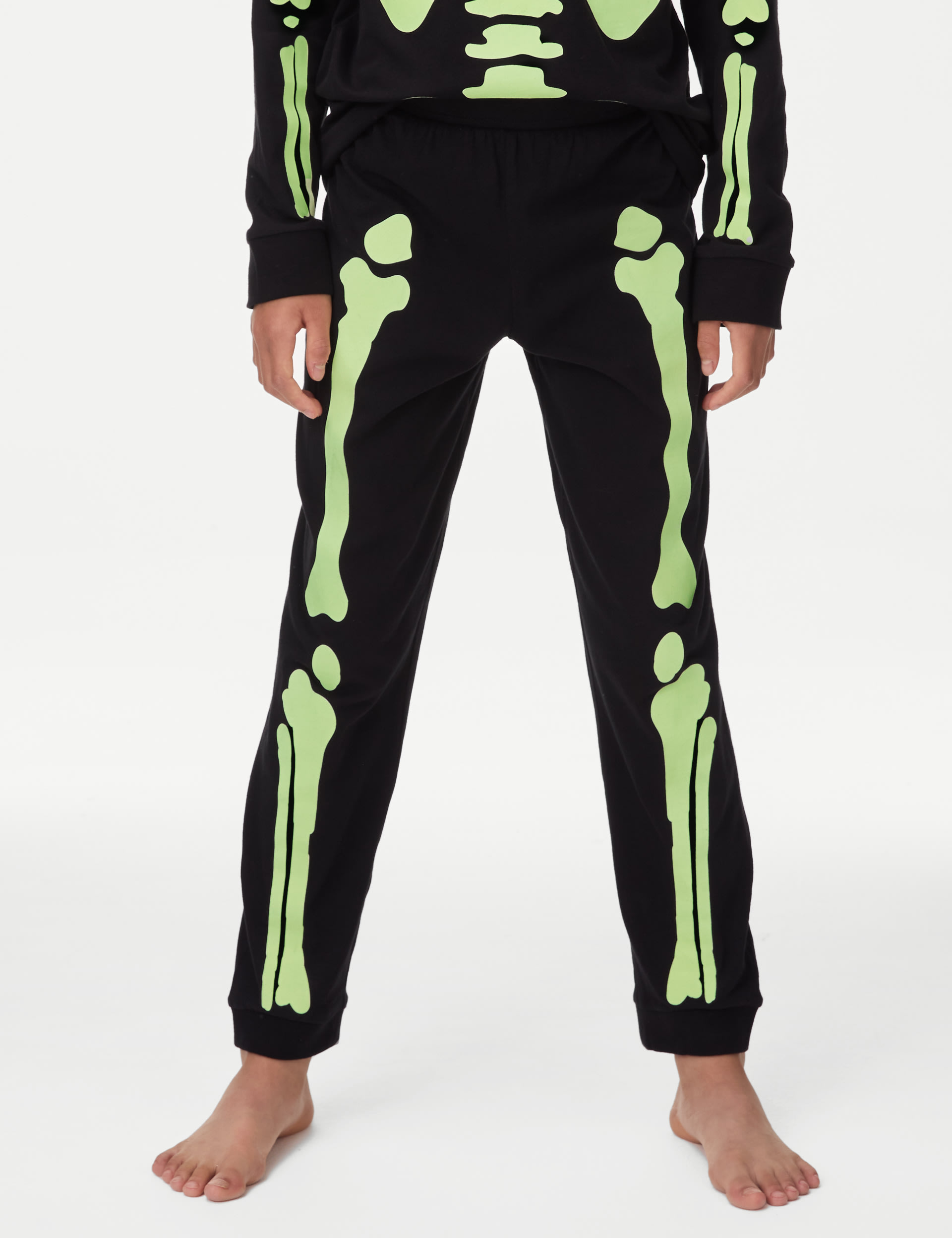 Pure Cotton Glow In The Dark Skeleton Pyjamas (1-16 Yrs) 6 of 8