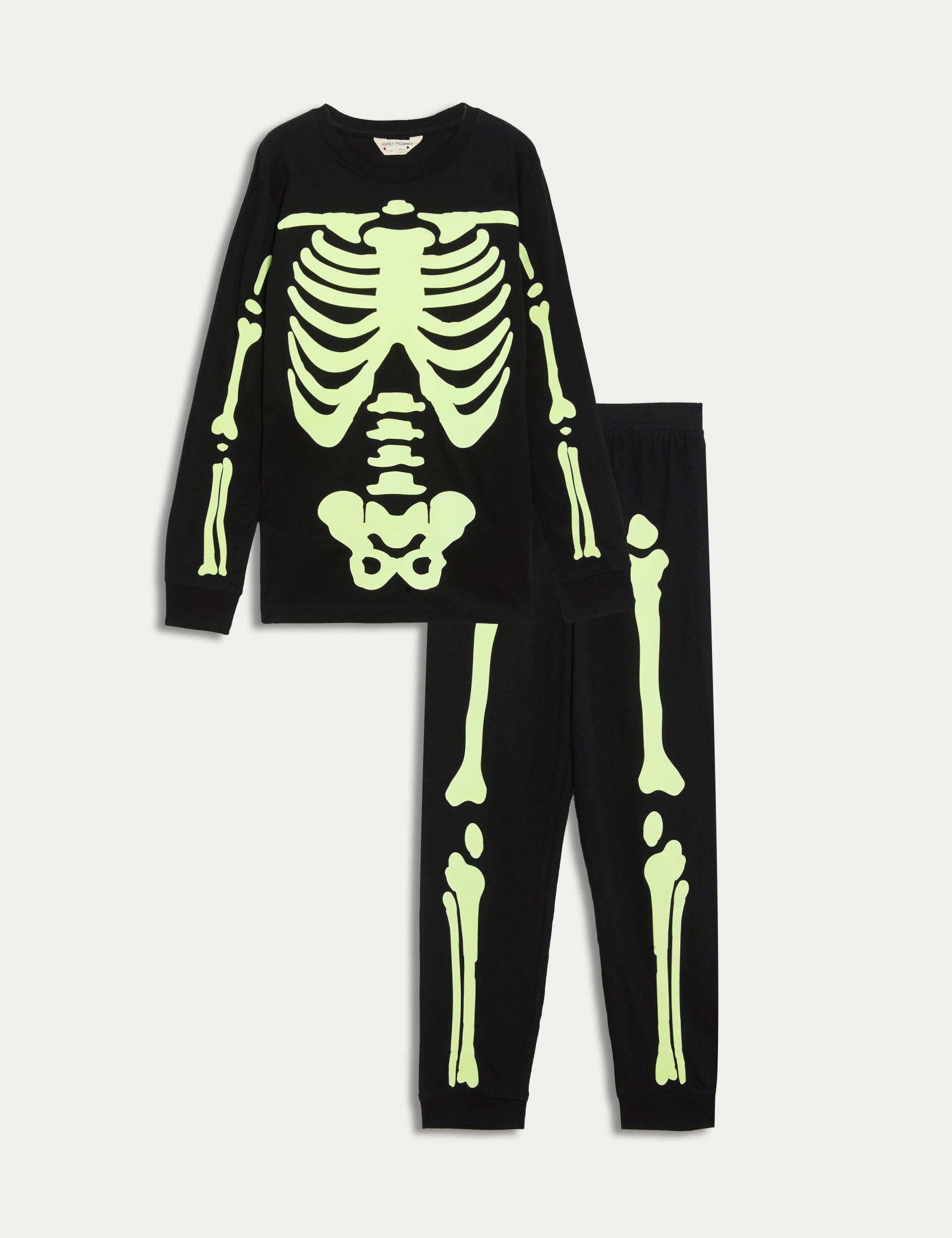 Pure Cotton Glow In The Dark Skeleton Pyjamas (1-16 Yrs) 2 of 8