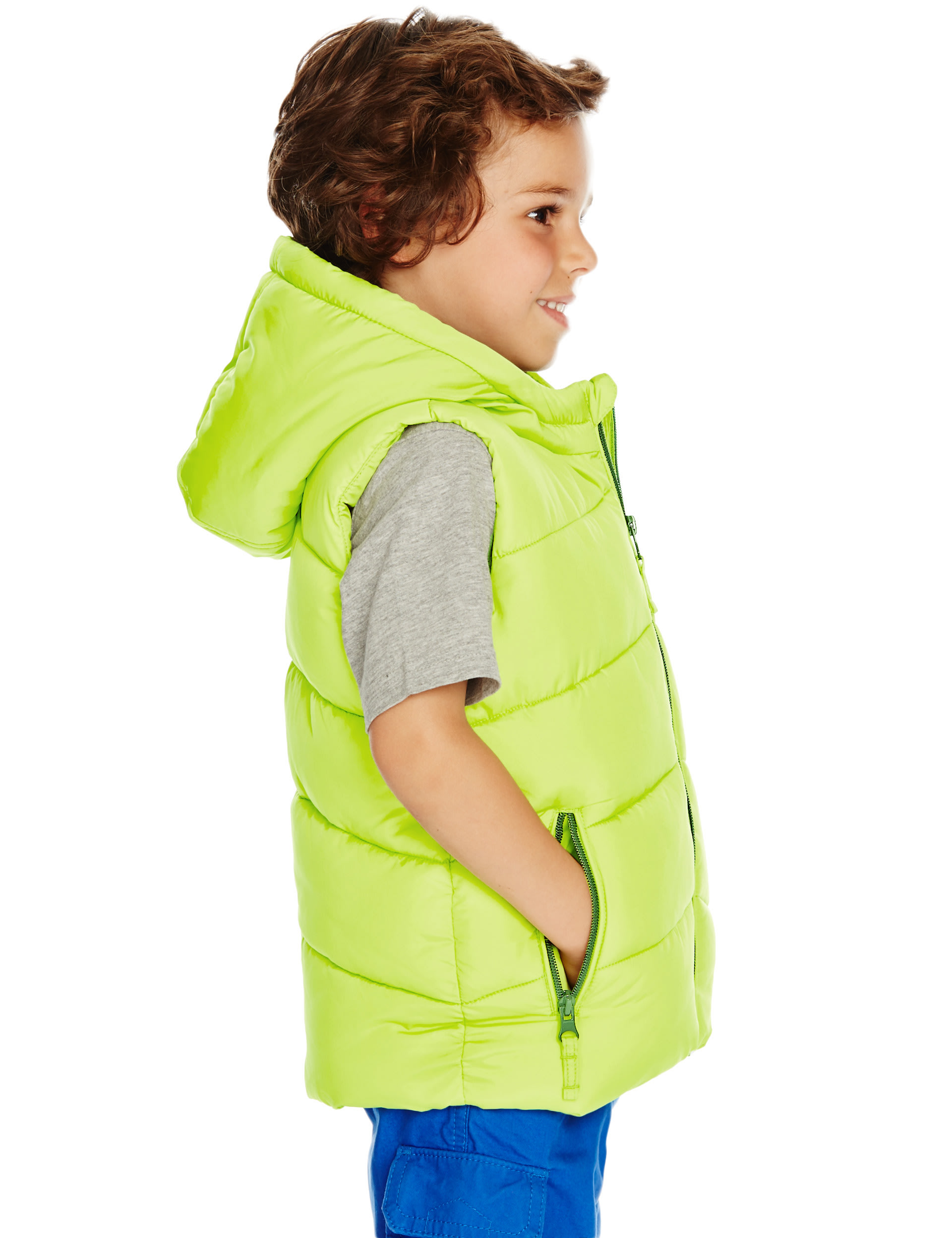 Padded Hooded Gilet with Fleece Lining (1-7 Years) 3 of 3