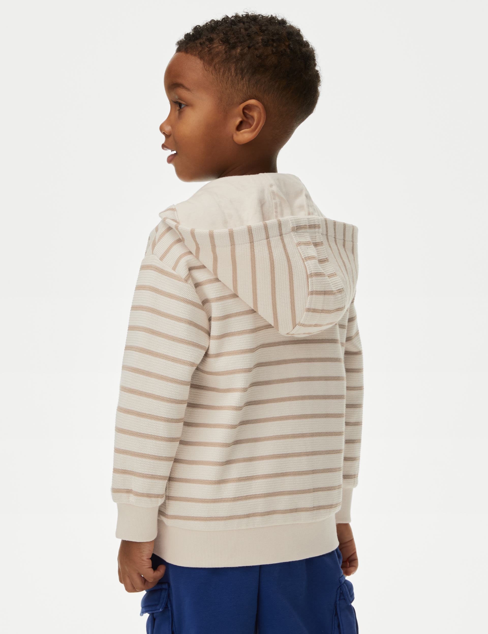 Cotton Rich Textured Striped Zip Hoodie (2-8 Yrs) 5 of 5