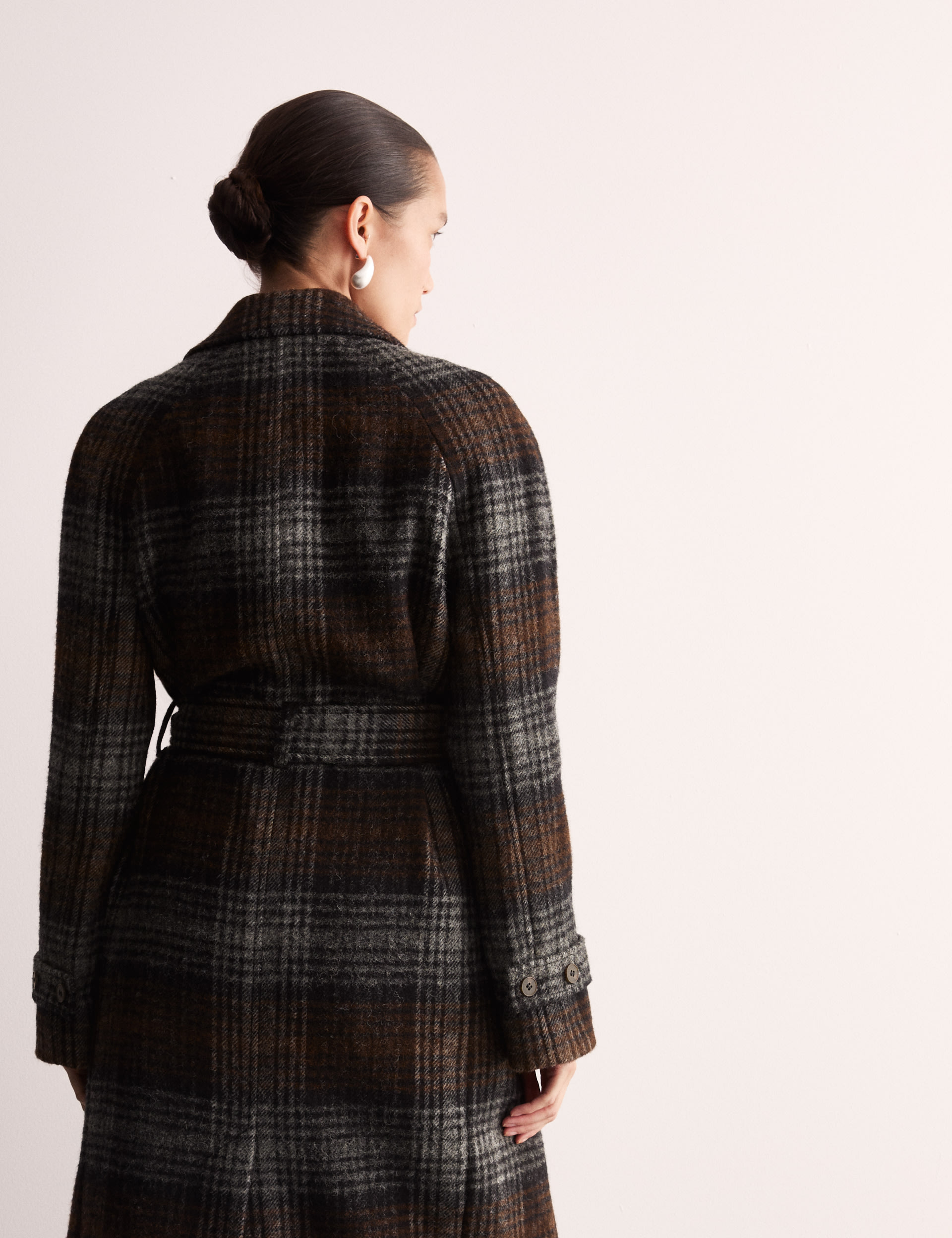 Pure Wool Checked Double Breasted Wrap Coat 5 of 8