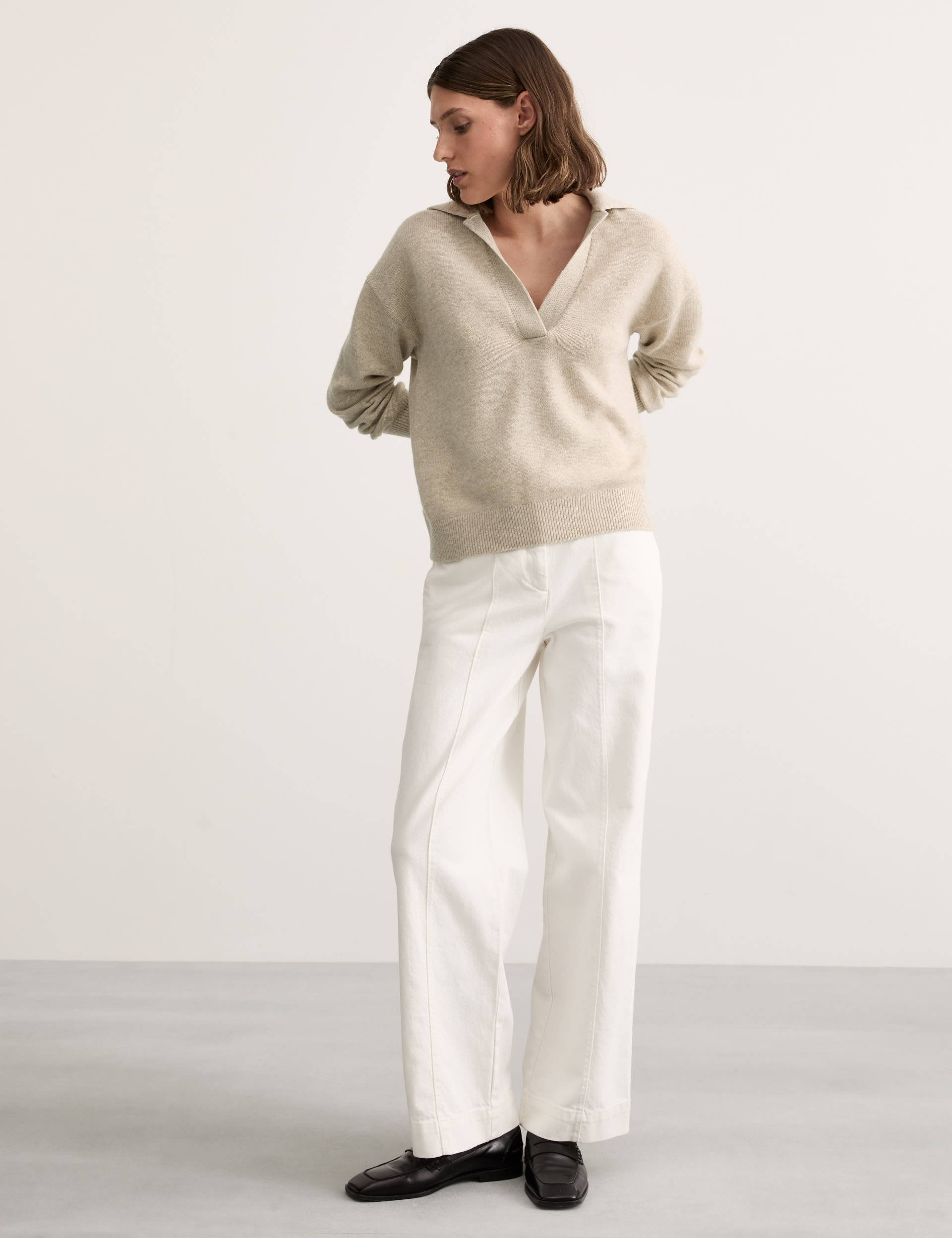 Wool Rich Collared Jumper with Cashmere 1 of 8