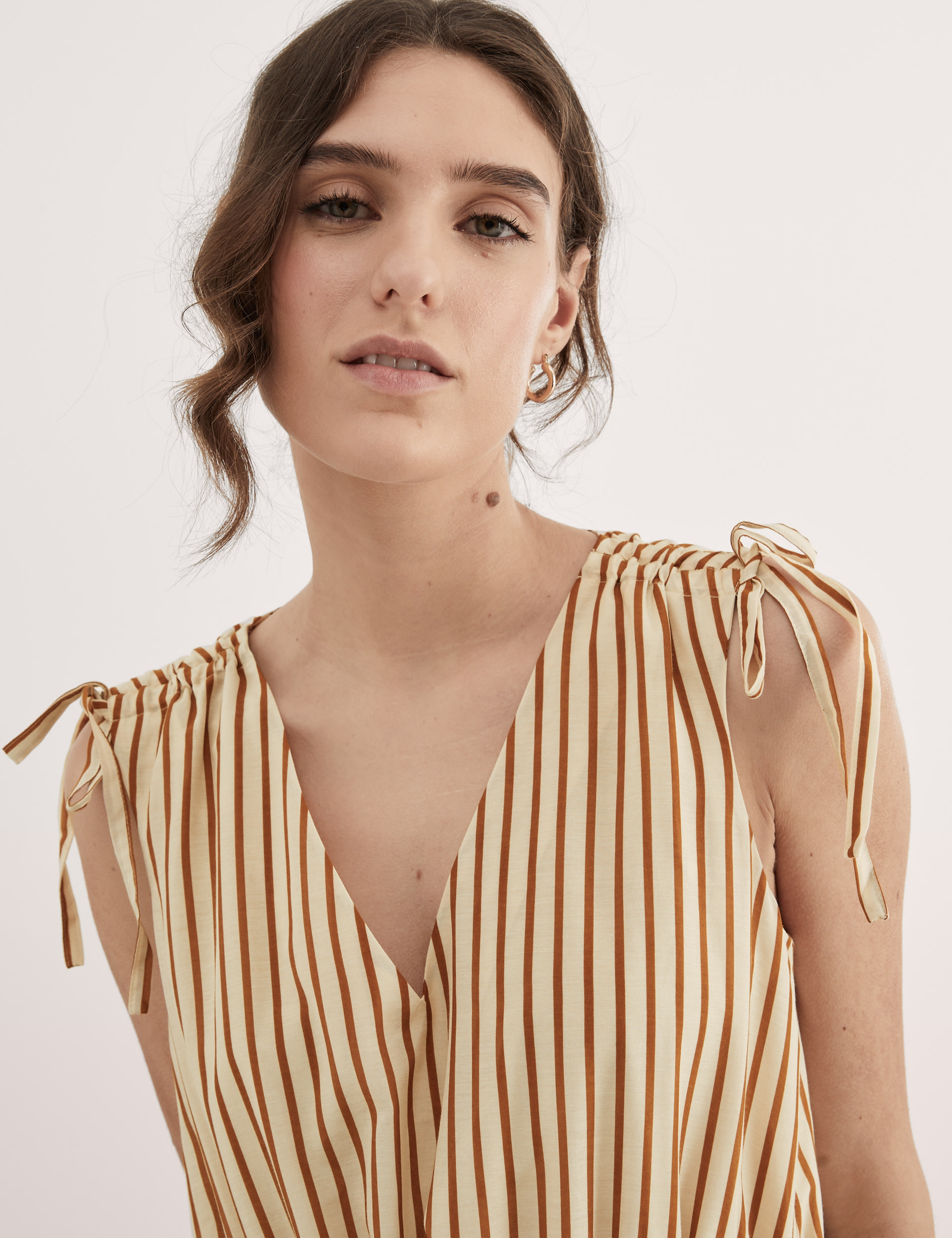 Silk Blend Striped V-Neck Midi Column Dress | JAEGER | M&S