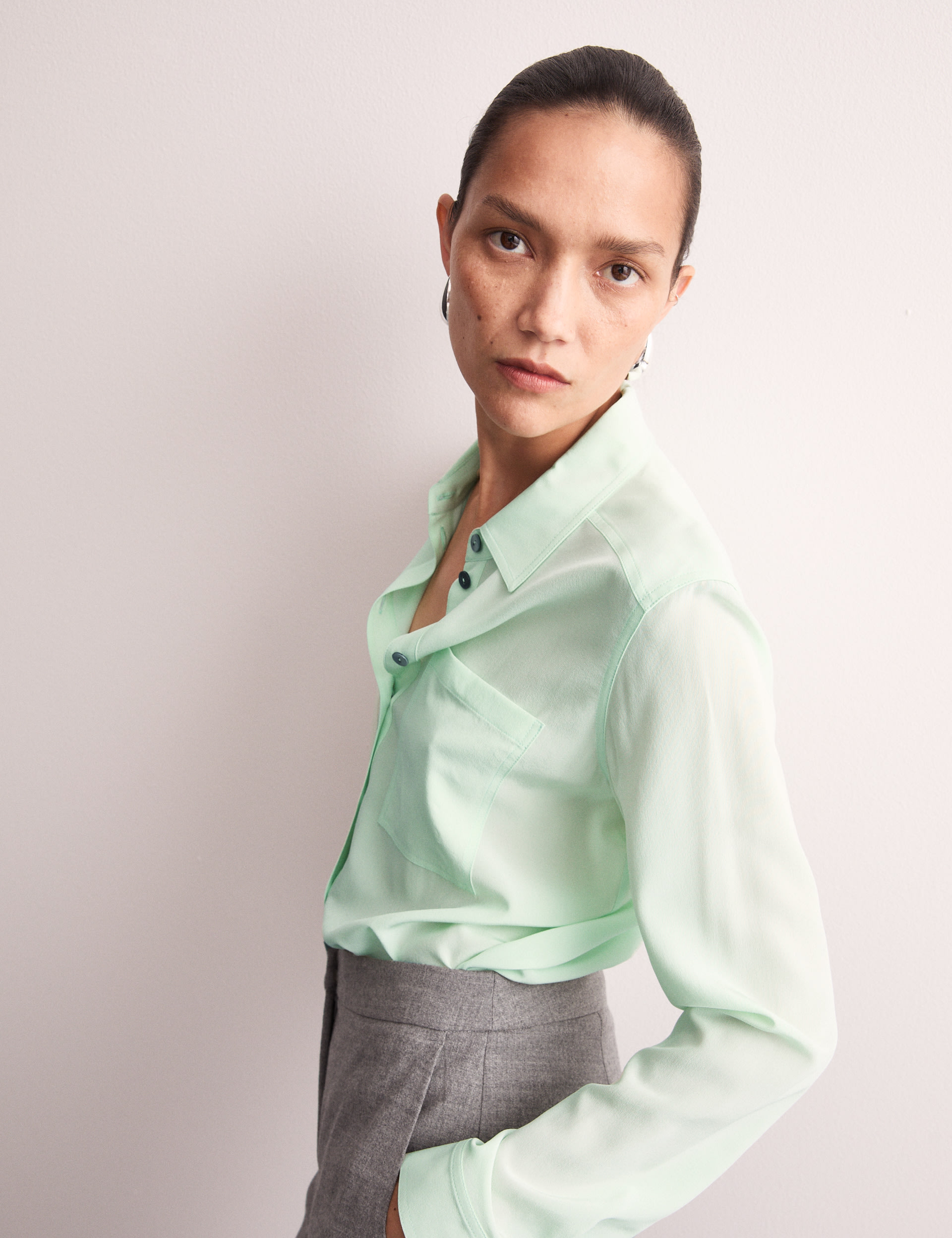 Pure Silk Collared Utility Shirt 5 of 6