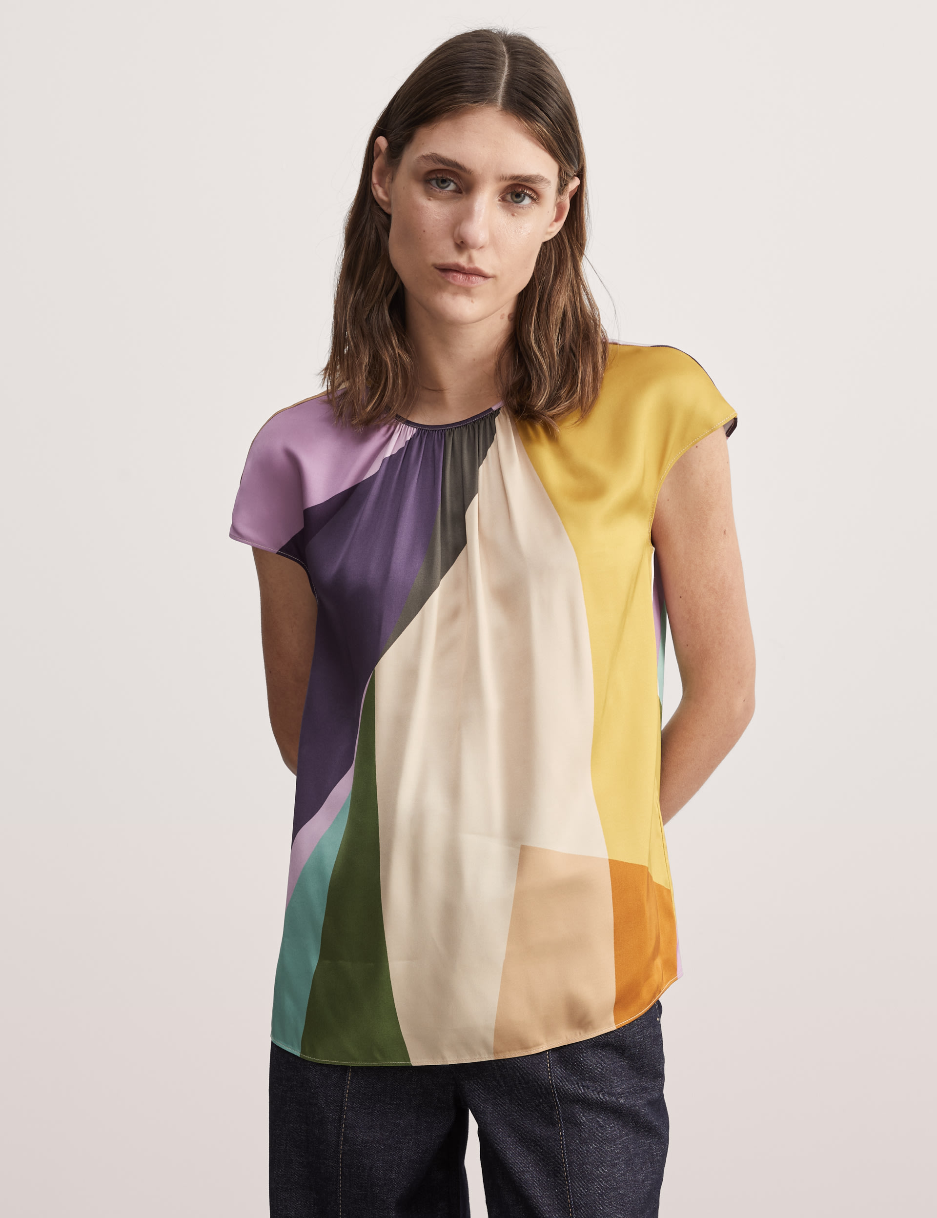 Colour Block Crew Neck Relaxed Blouse 5 of 6