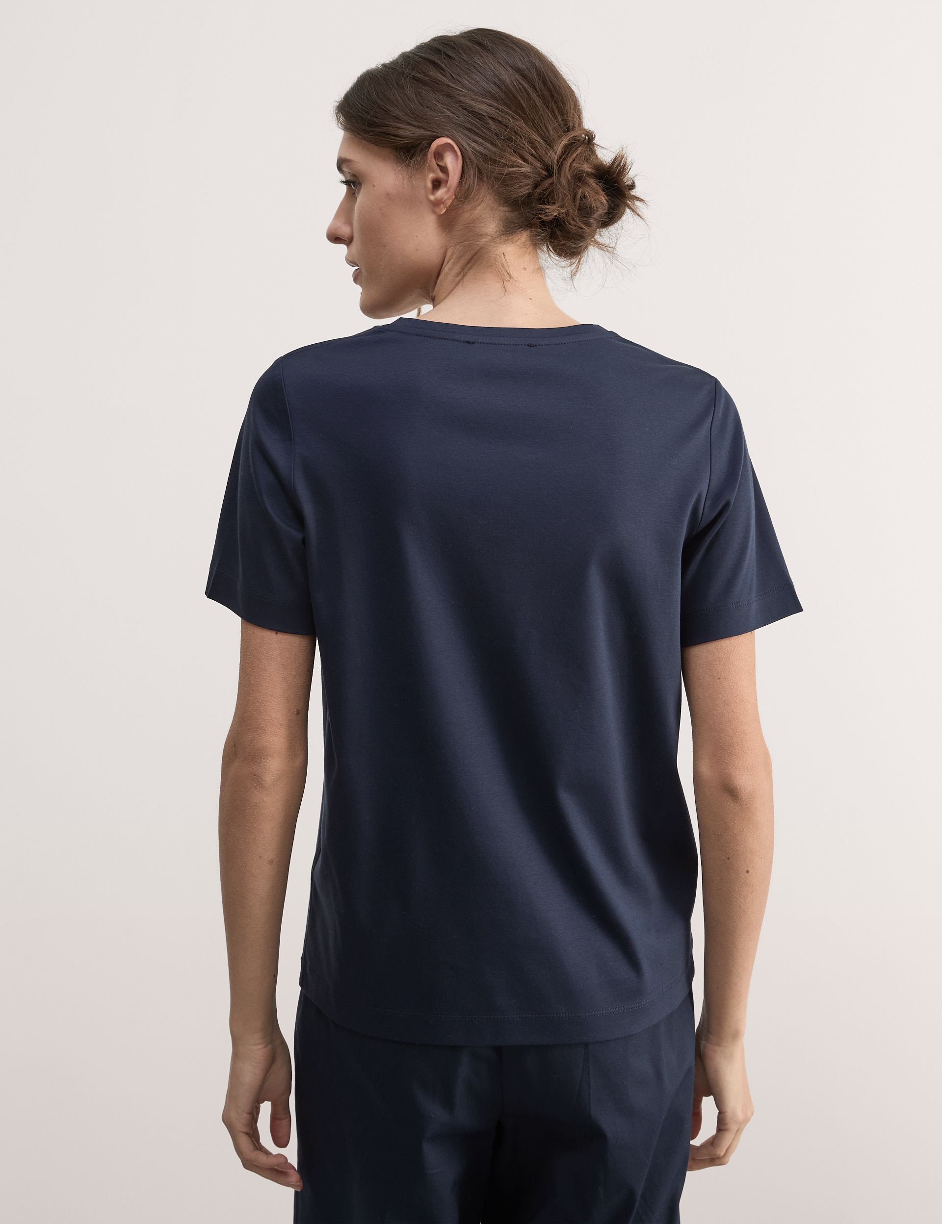 Pure Mercerised Cotton V-Neck T-Shirt 6 of 6