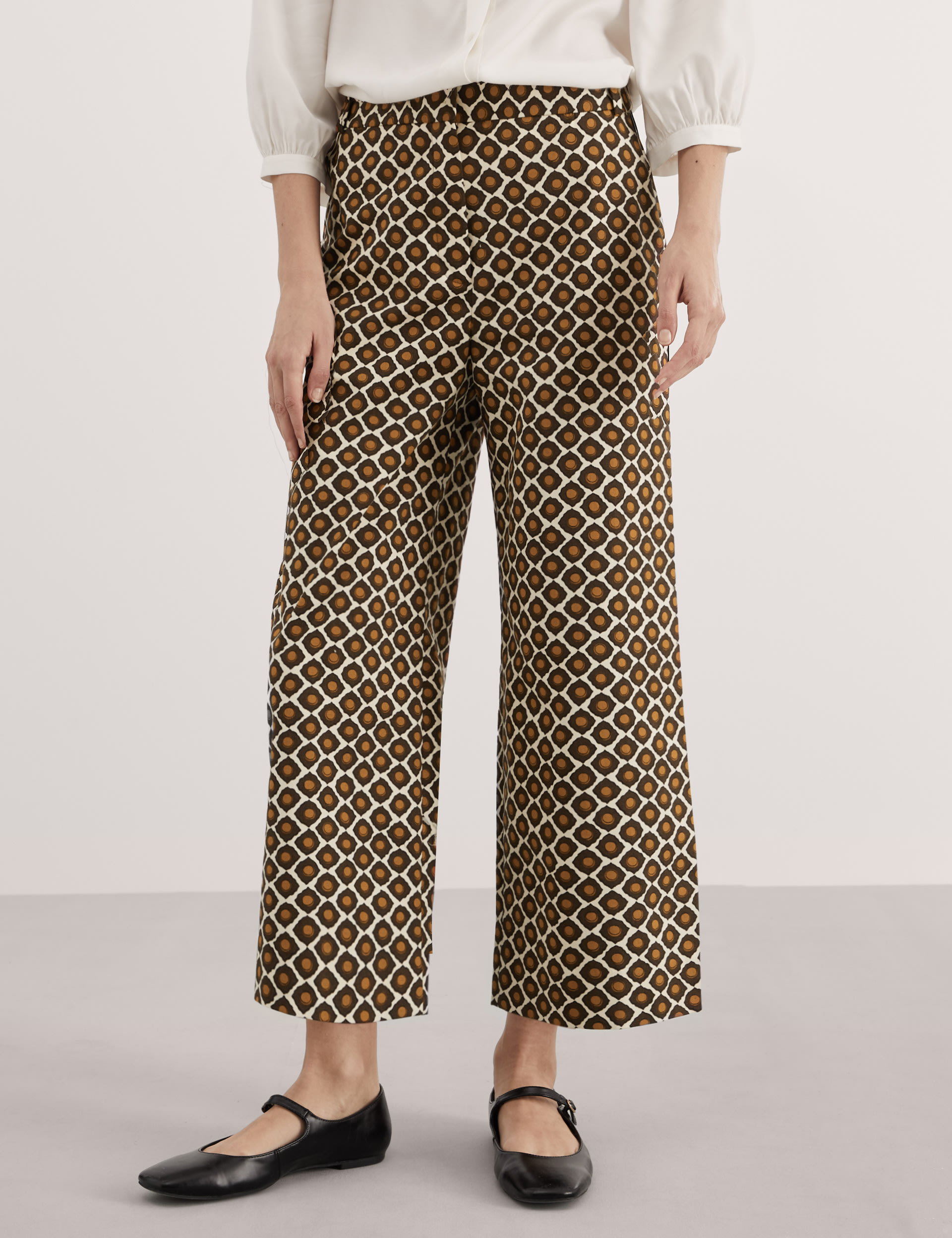 Cotton Rich Geometric Wide Leg Trousers 6 of 7