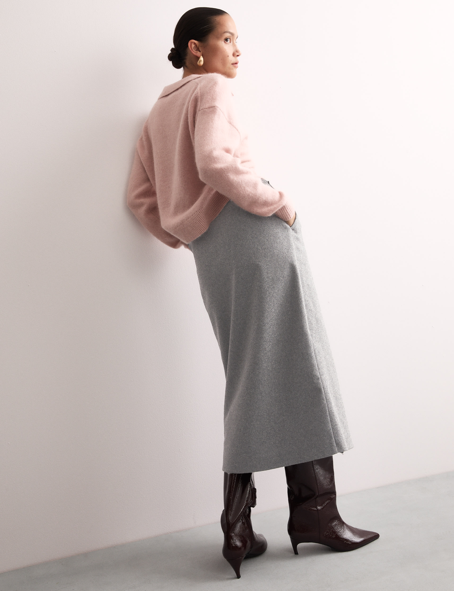 Melton Wool Midi Wrap Skirt 4 of 7