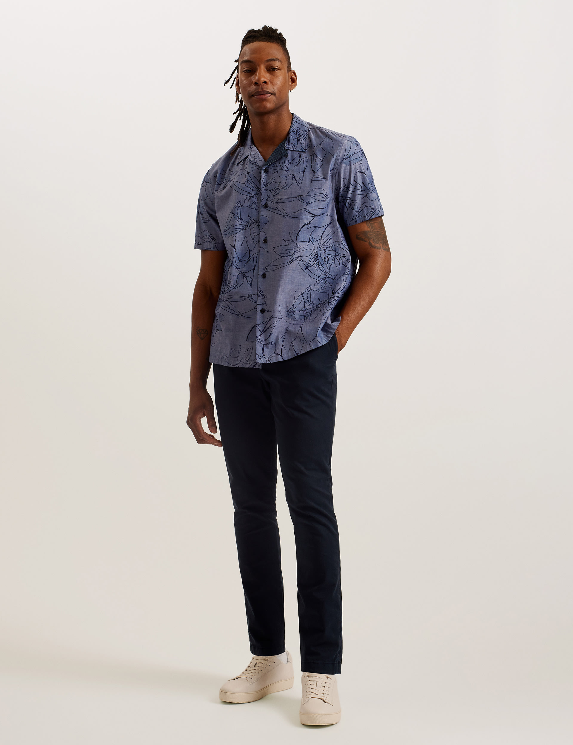 Pure Cotton Chambray Floral Shirt 2 of 3