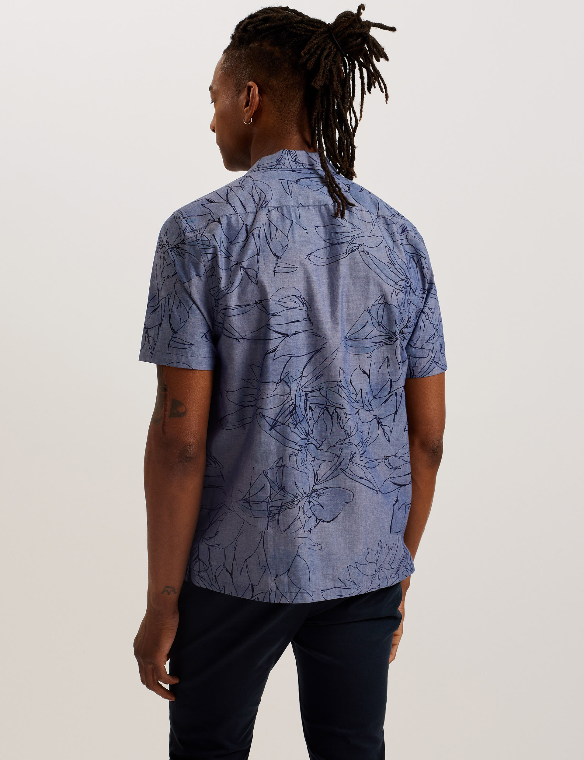 Pure Cotton Chambray Floral Shirt 3 of 3