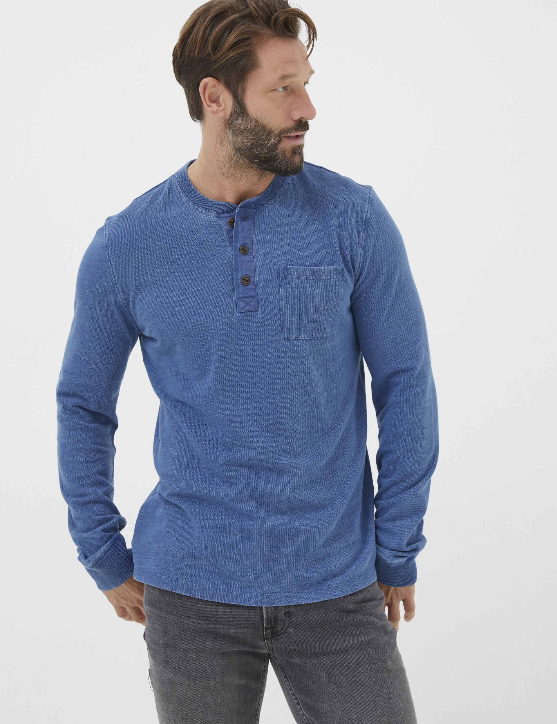 Campana Boys Alexander Full Sleeves Pure Cotton Henley T-Shirt - Yellow
