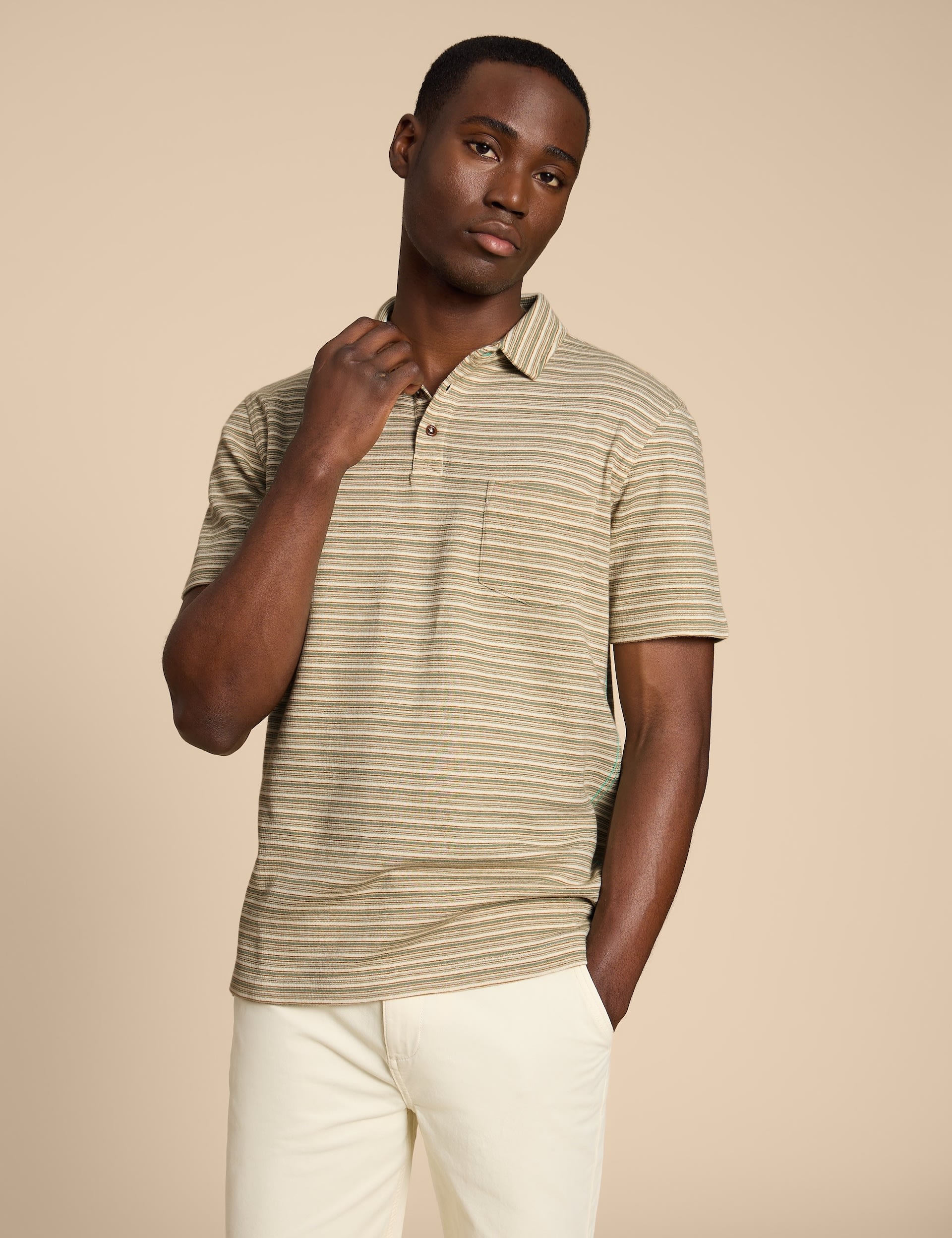 Pure Cotton Striped Polo Shirt 1 of 3