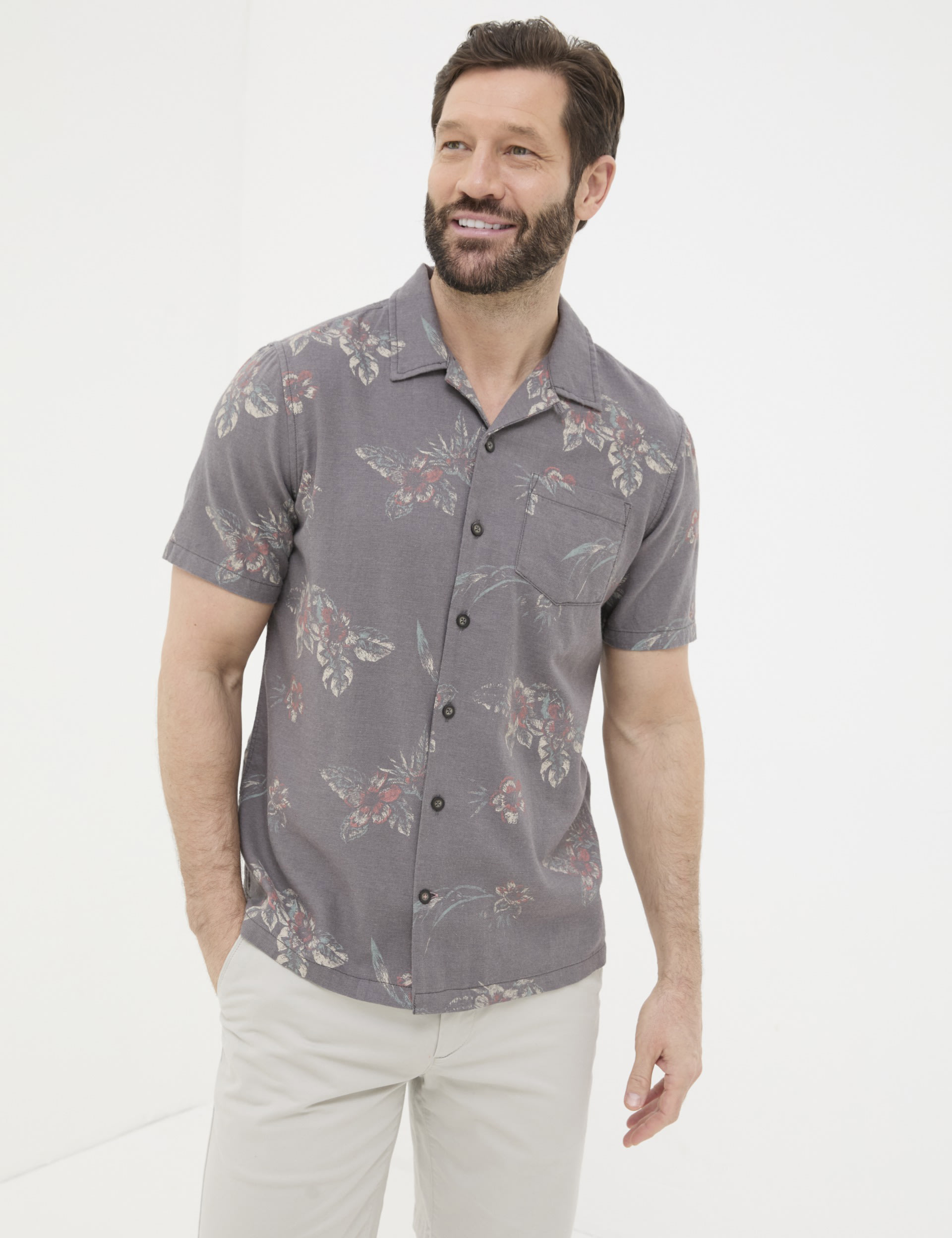 Pure Cotton Hibiscus Print Shirt 1 of 4