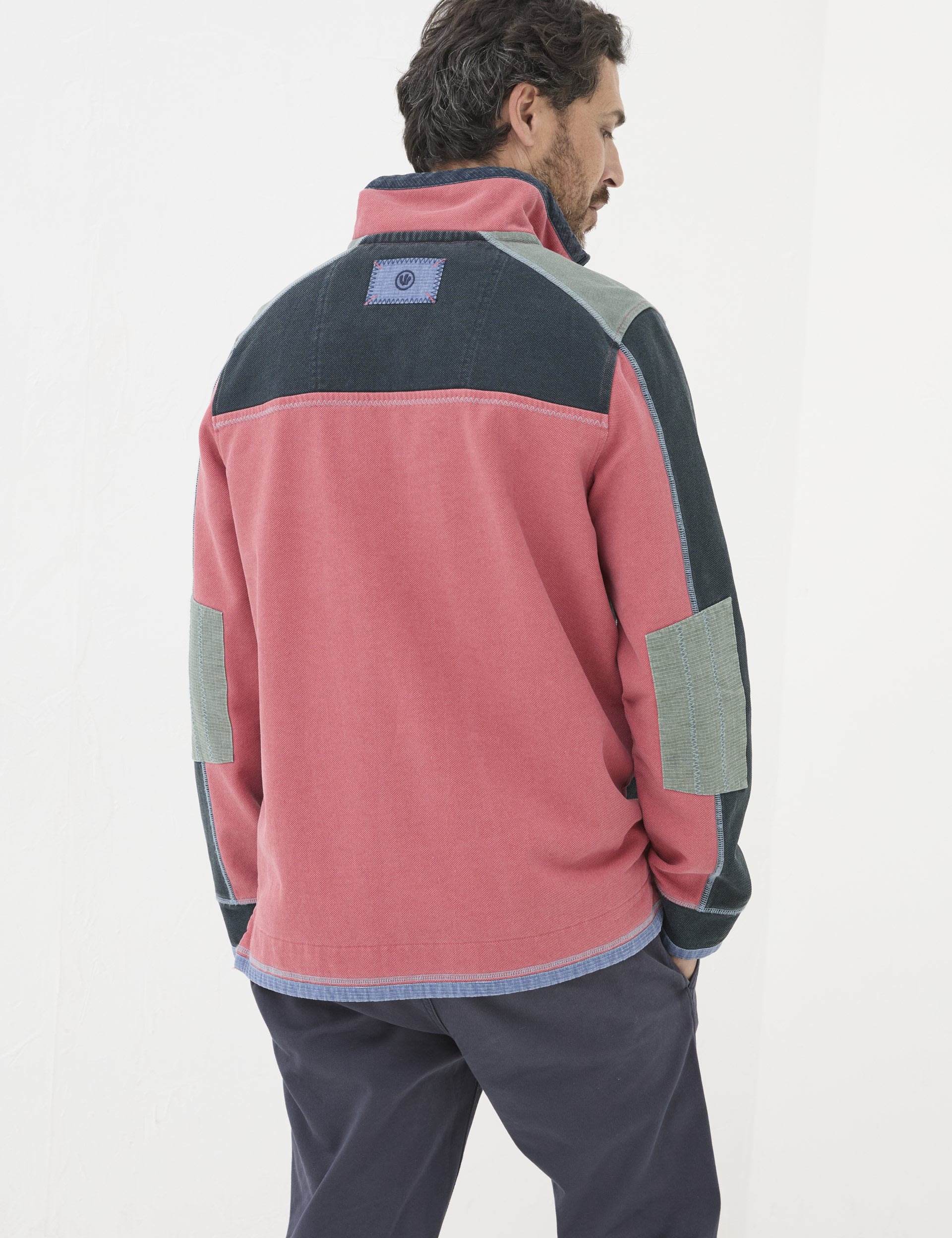 Pure Cotton Colour Block Half Zip Sweatshirt 3 of 6