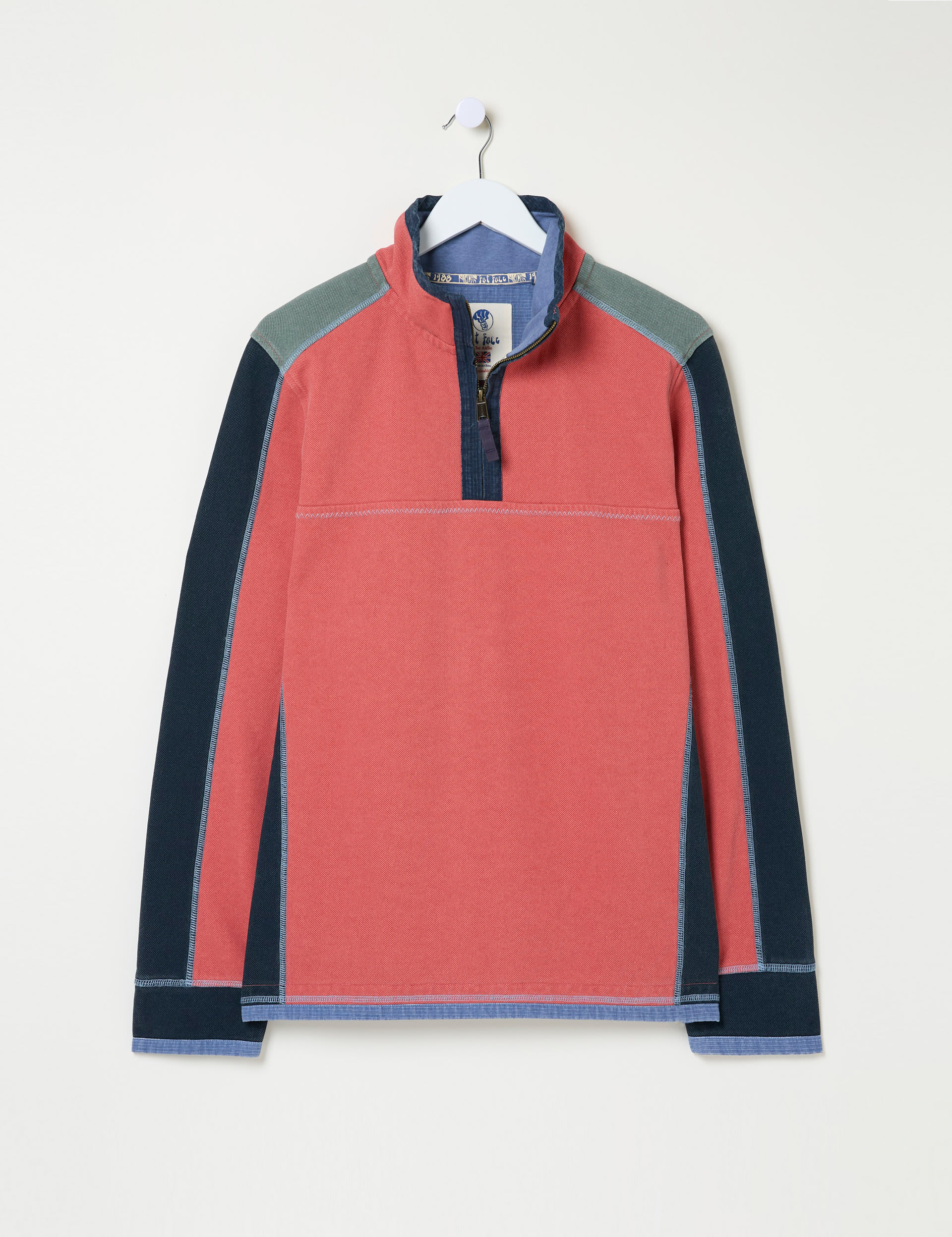 Pure Cotton Colour Block Half Zip Sweatshirt 2 of 6