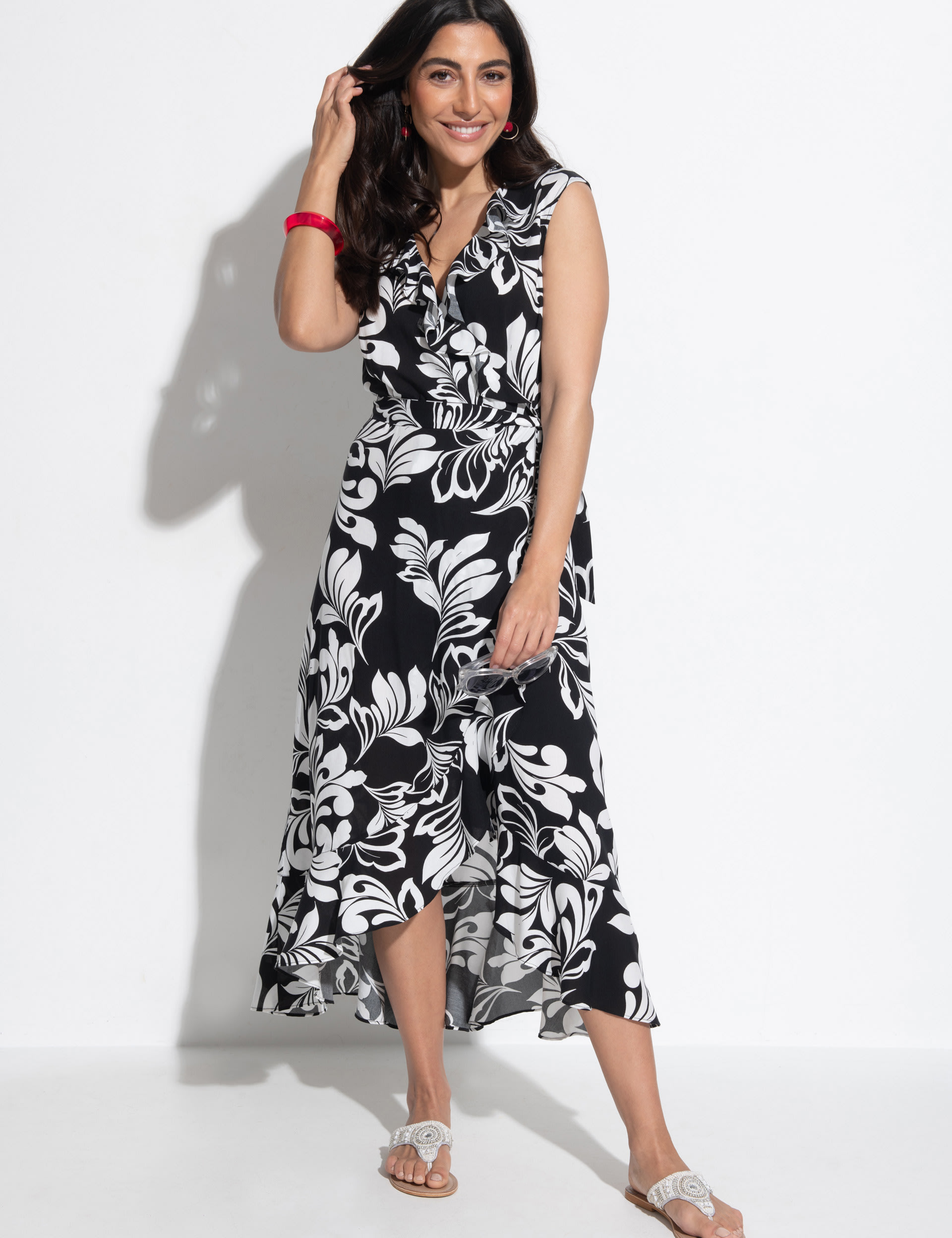Printed V-Neck Tie Waist Midaxi Beach Dress | Pour Moi | M&S