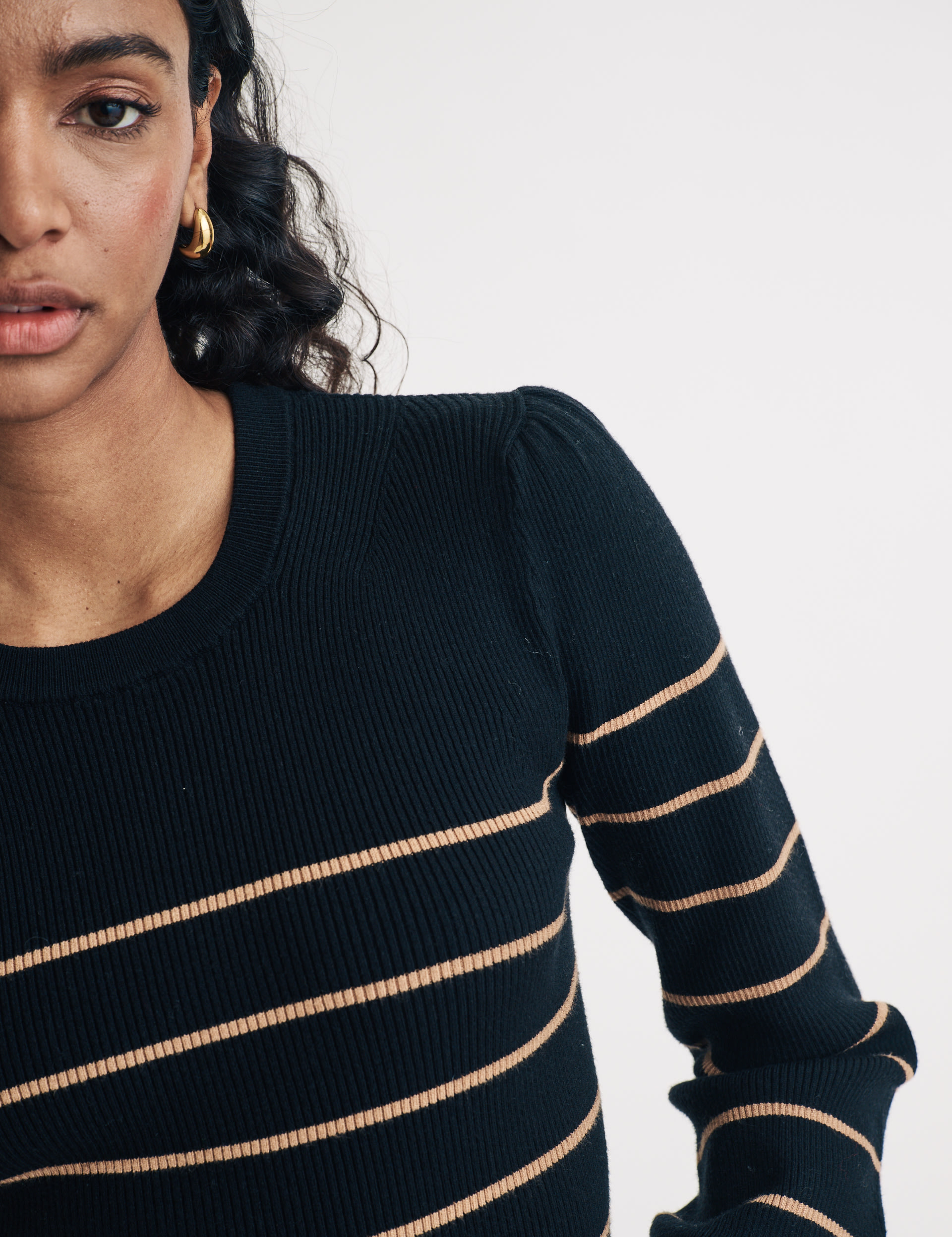 Striped Ribbed Fitted Knitted Top 4 of 4