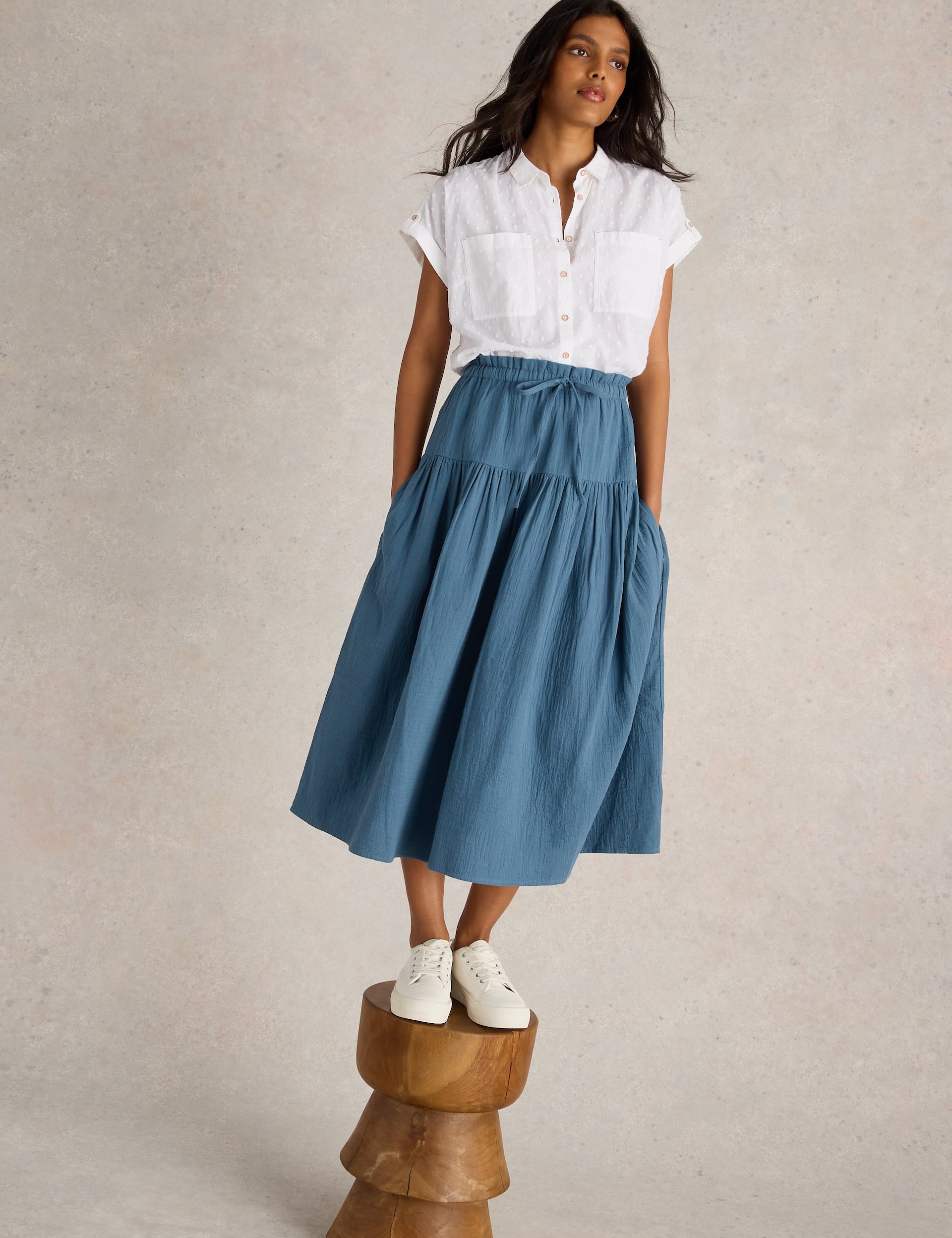 Pure Cotton Maxi A-Line Skirt 1 of 6