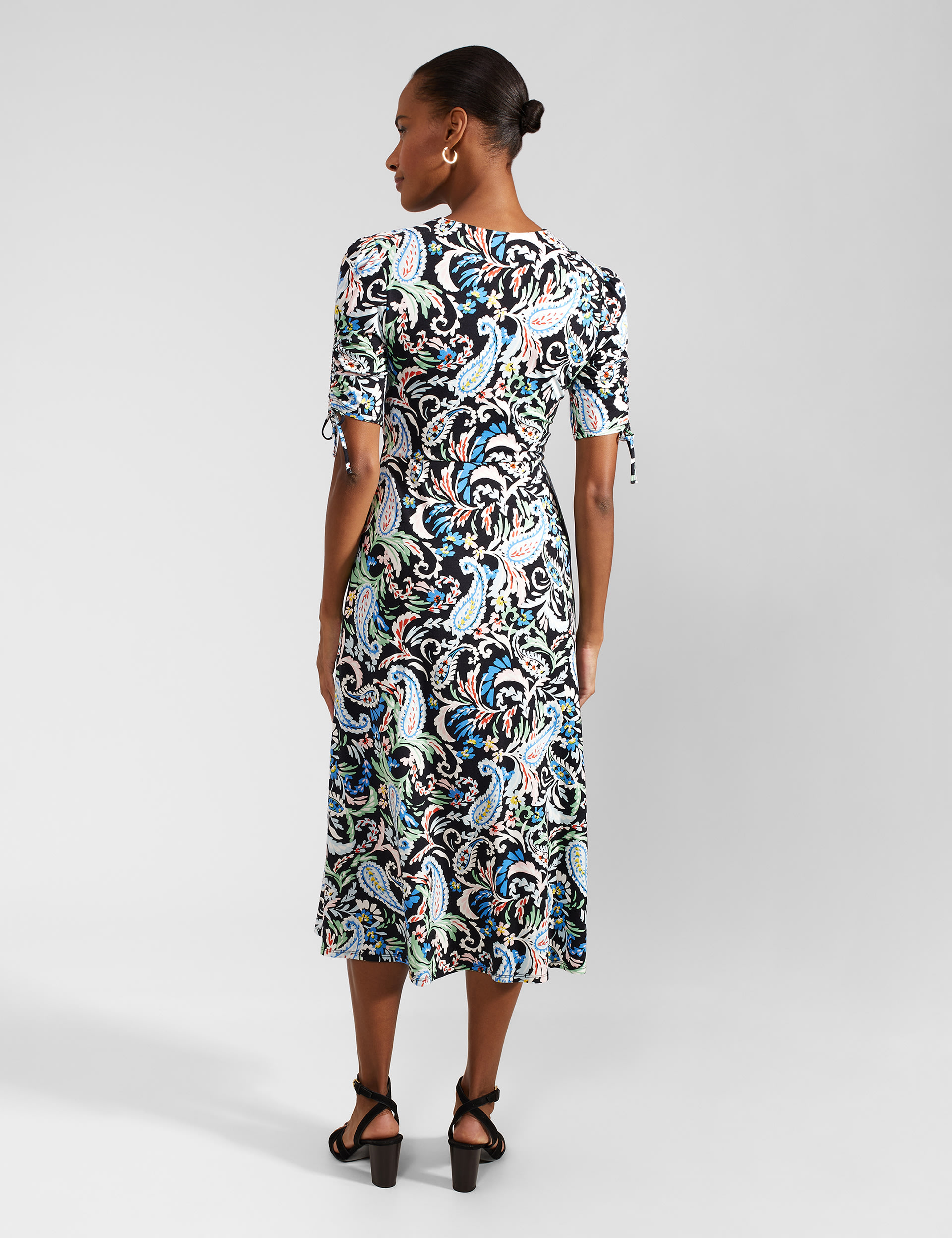 Paisley V-Neck Midi Waisted Dress 4 of 9