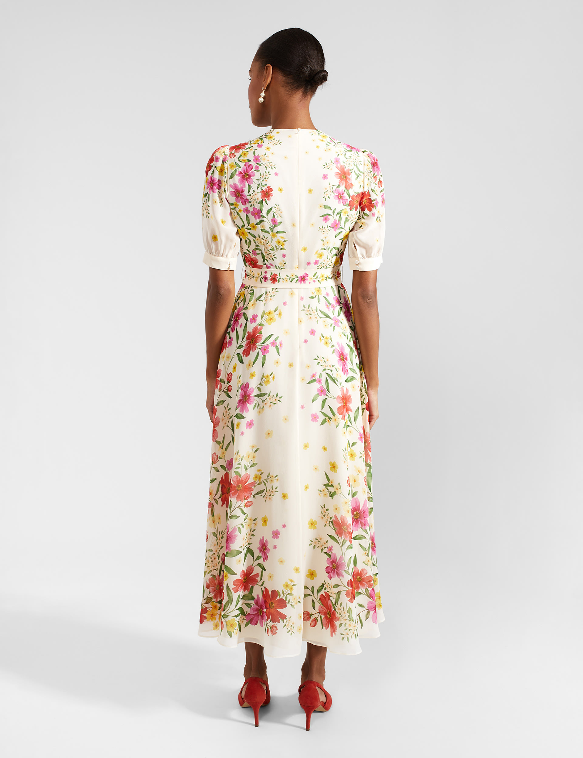 Pure Silk Floral V-Neck Midaxi Dress 4 of 9