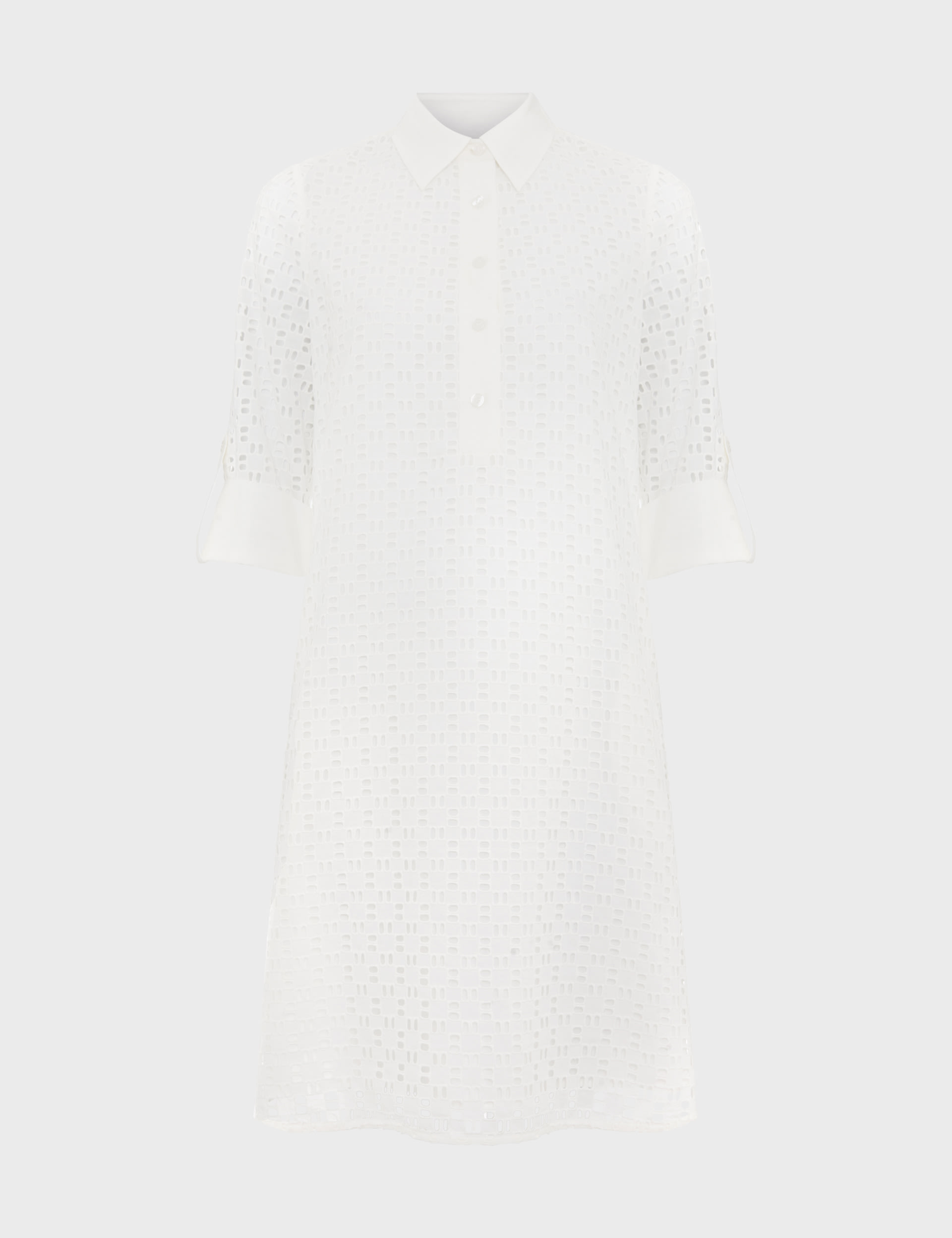 Pure Cotton Broderie Knee Length Shirt Dress 2 of 6
