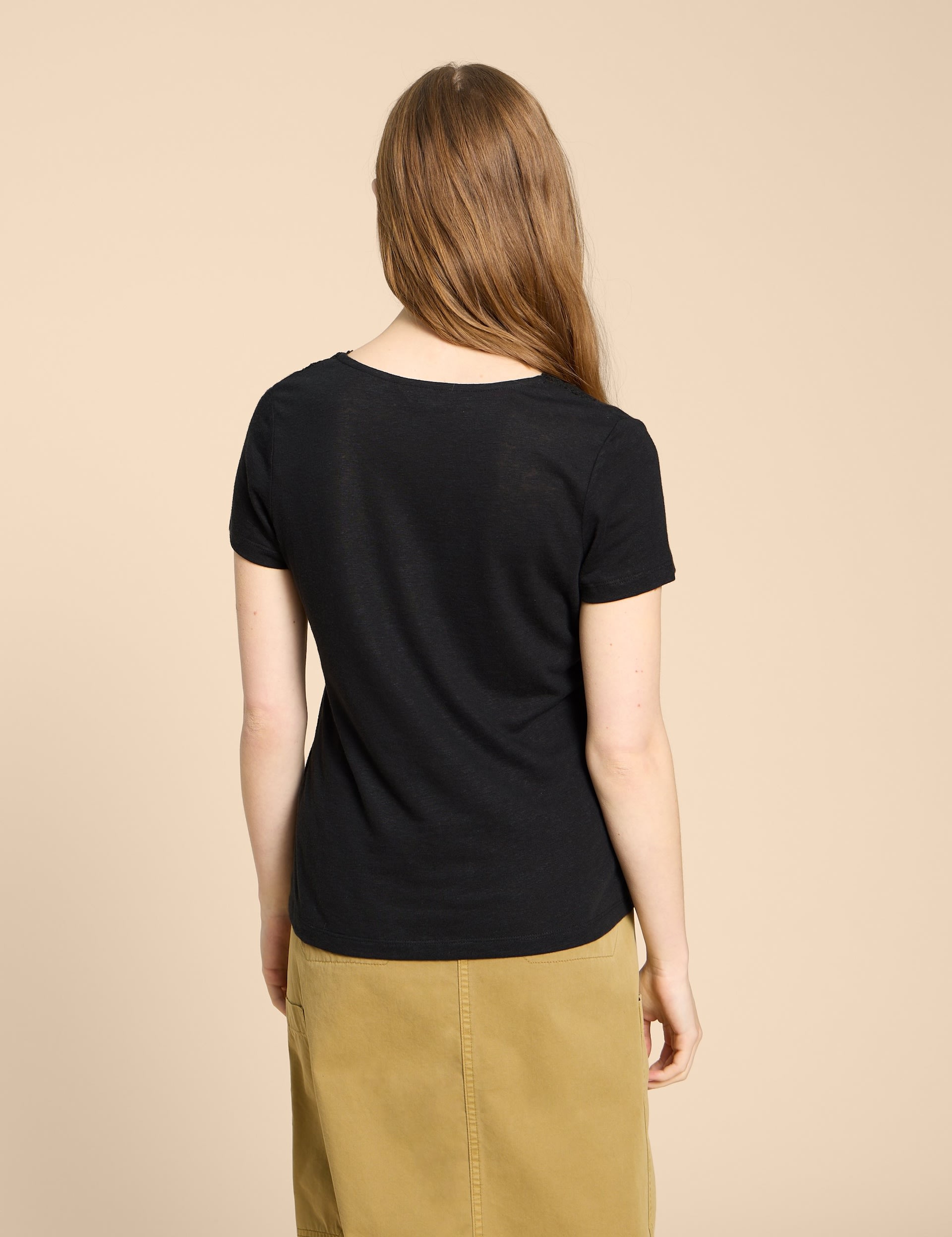 Linen Rich Lace Insert T-Shirt 4 of 6