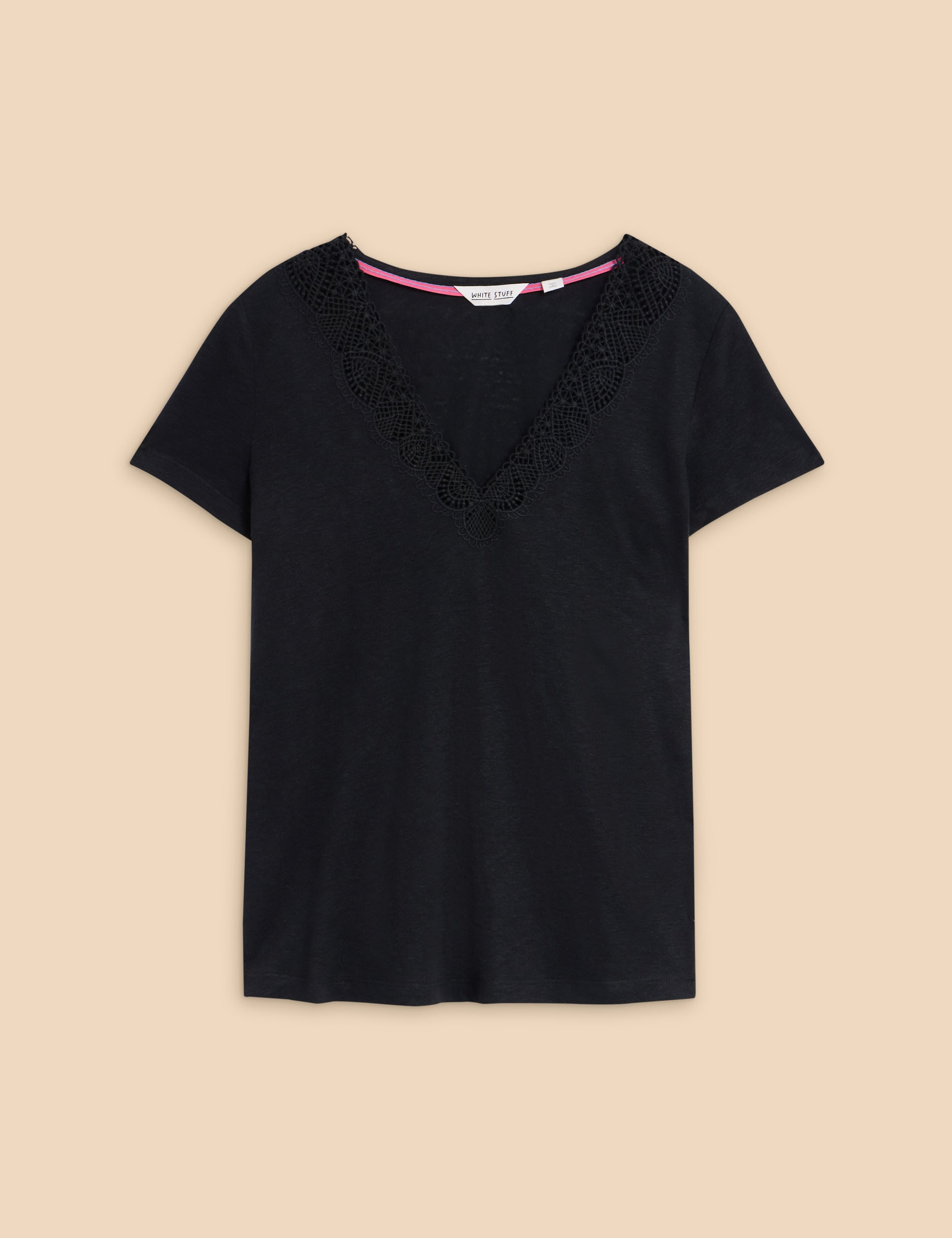 Linen Rich Lace Insert T-Shirt 2 of 6