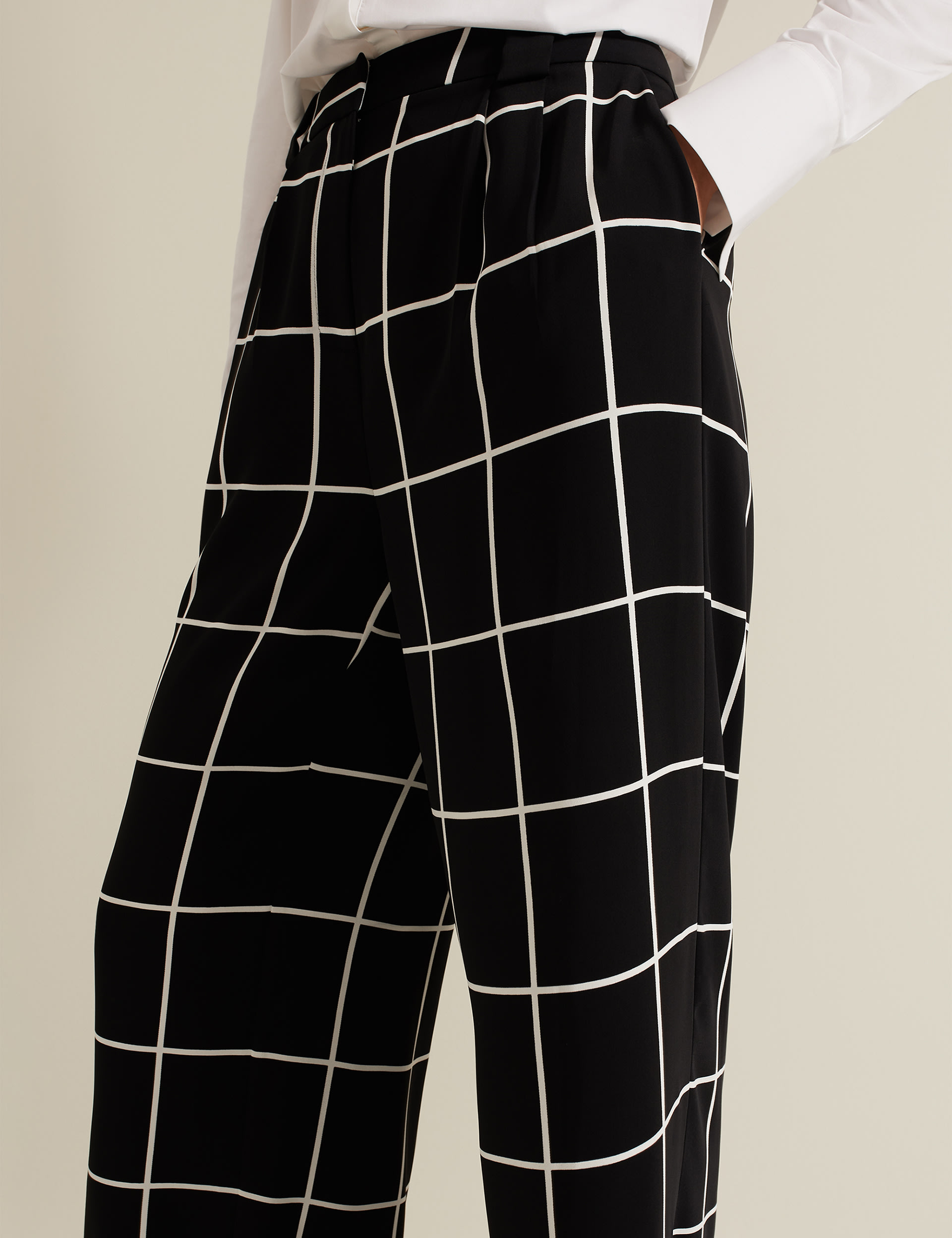 Checked Elasticated Waist Wide Leg Trousers 5 of 8