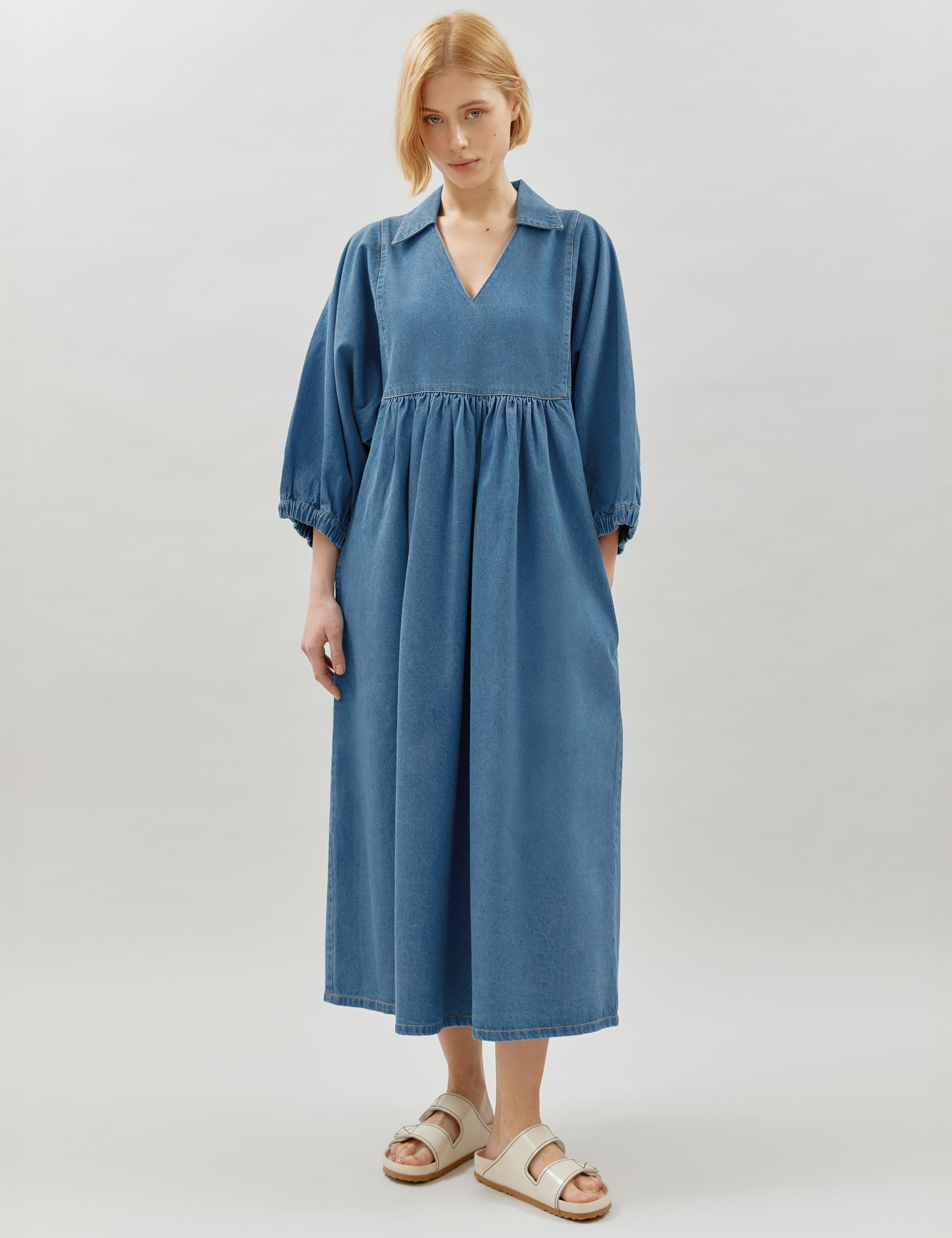 Denim Midi Smock Dress 1 of 5