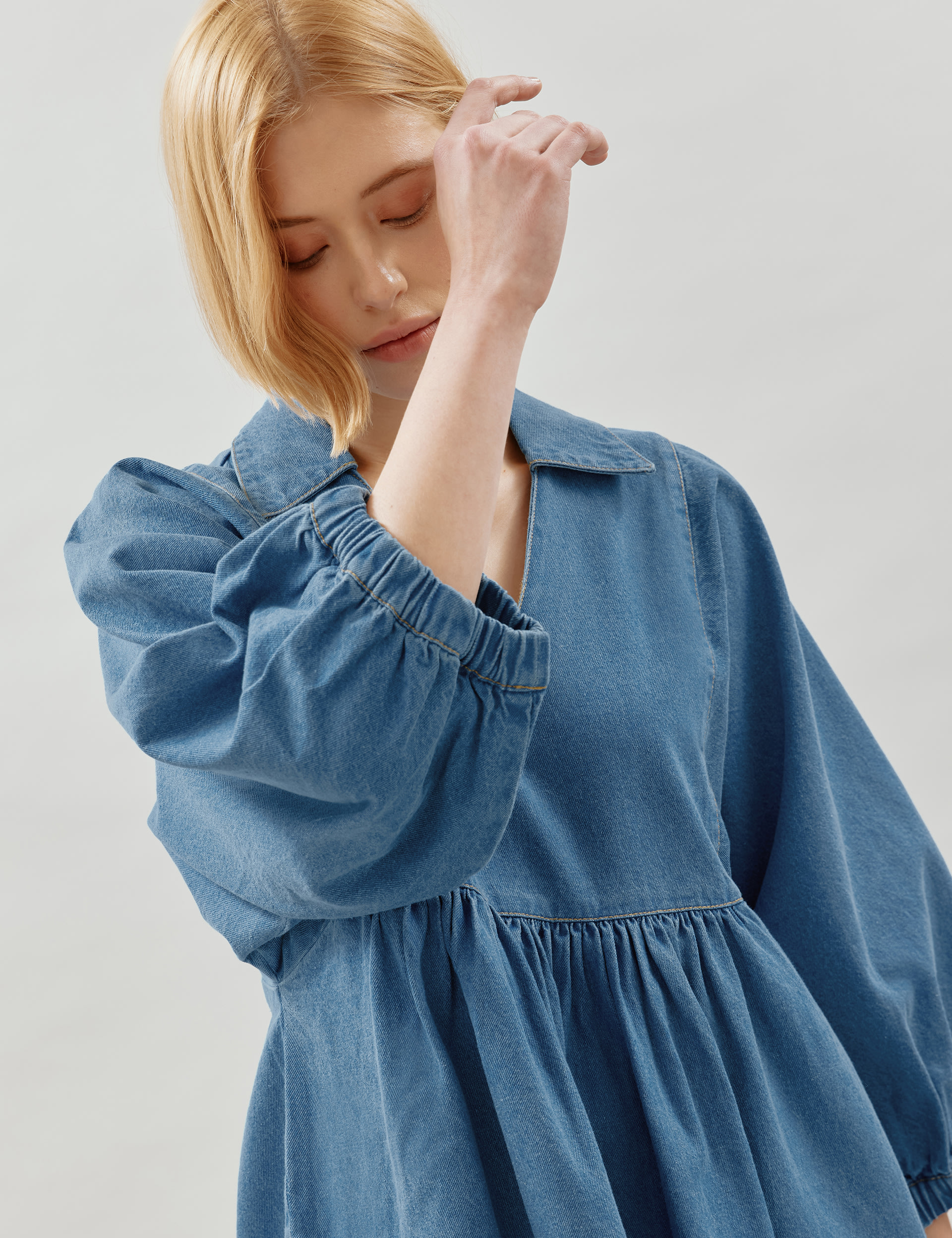 Denim Midi Smock Dress 4 of 5