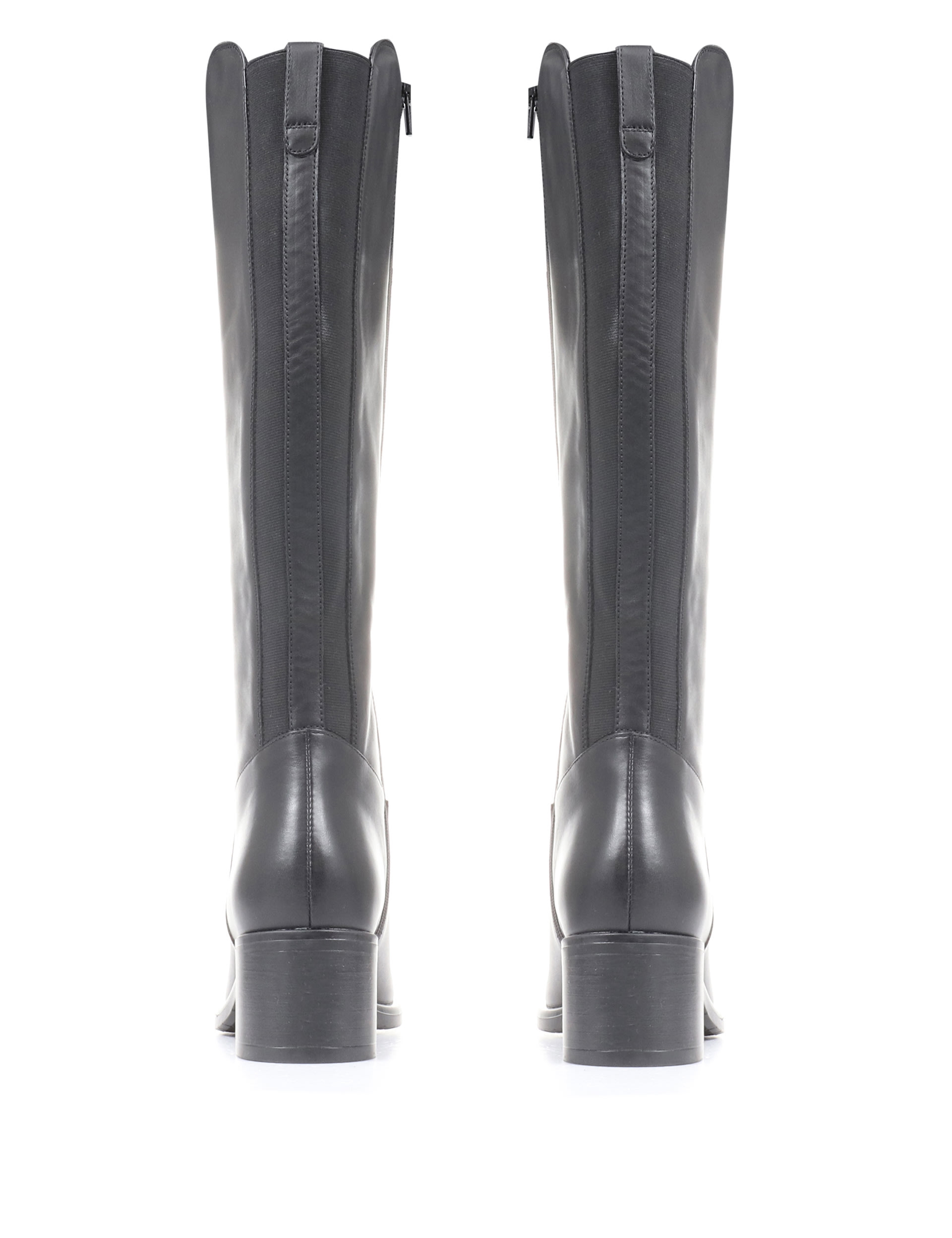 block heel knee high leather boots