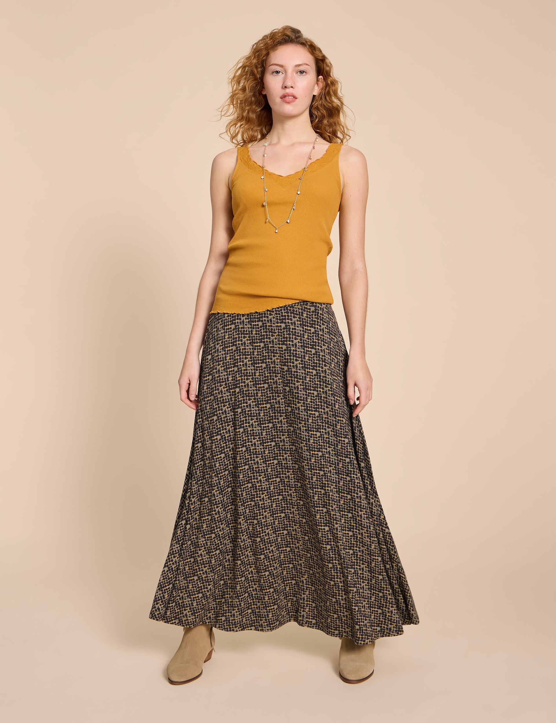 Printed Maxi A-Line Skirt 3 of 6