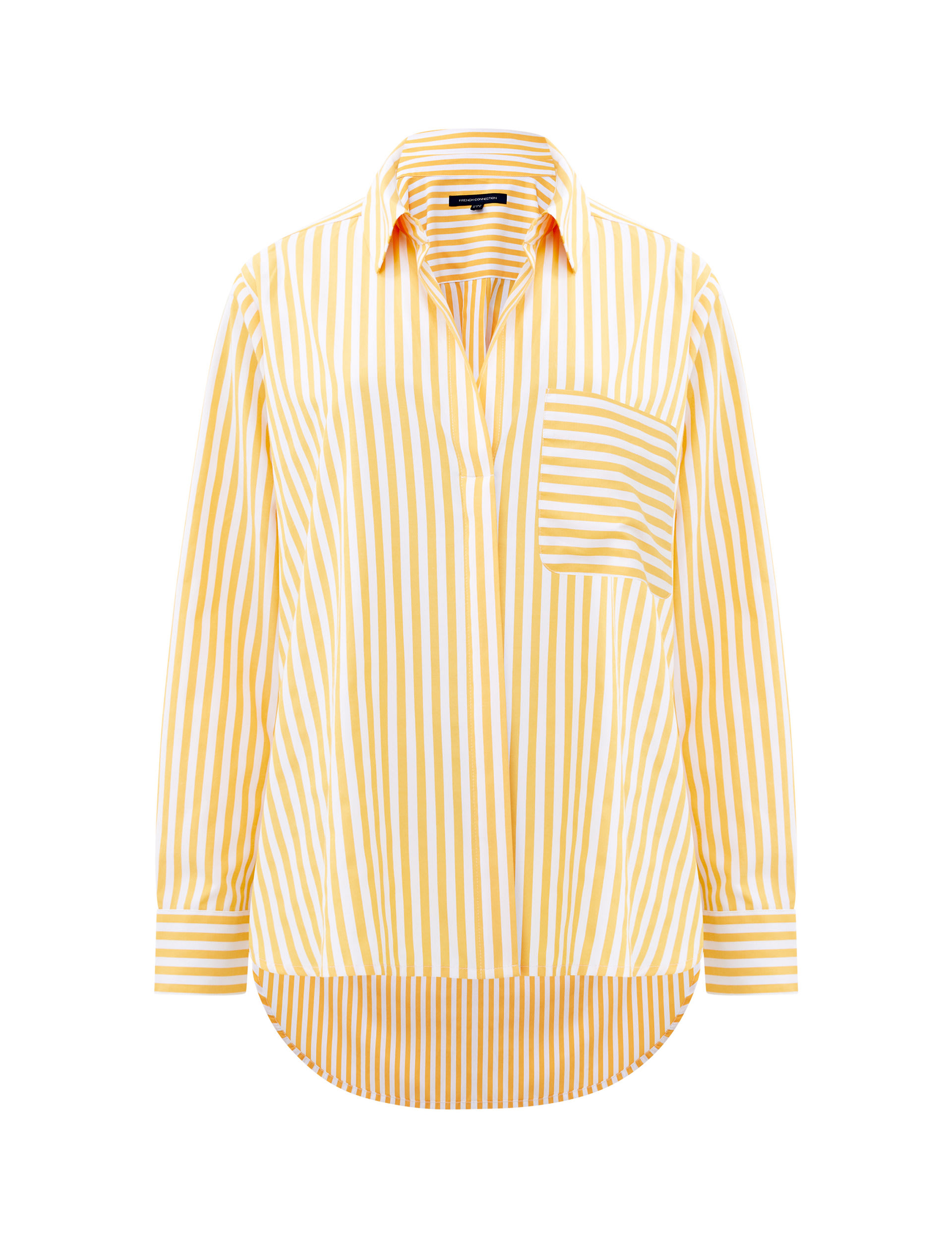 Cotton Blend Striped Relaxed Popover Blouse 2 of 4